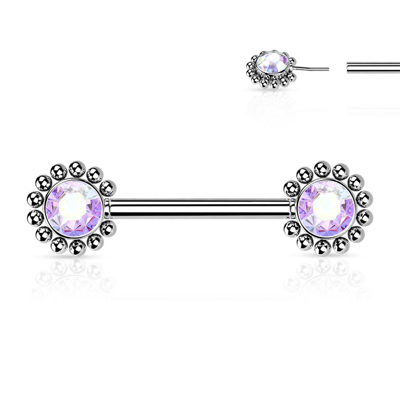 Hollywood Body Jewelry Crystal Flower Push In Nipple Barbells