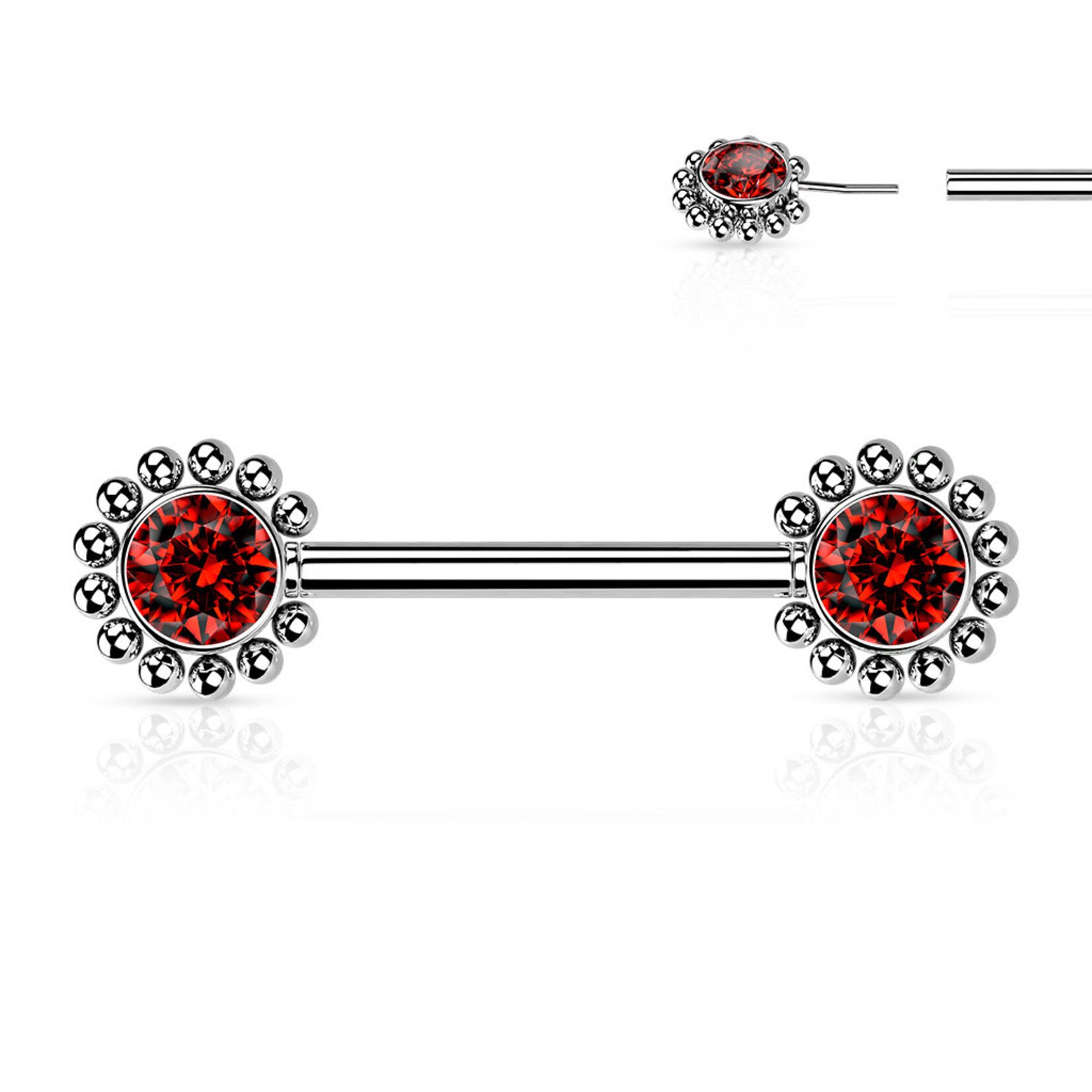 Hollywood Body Jewelry Crystal Flower Push In Nipple Barbells