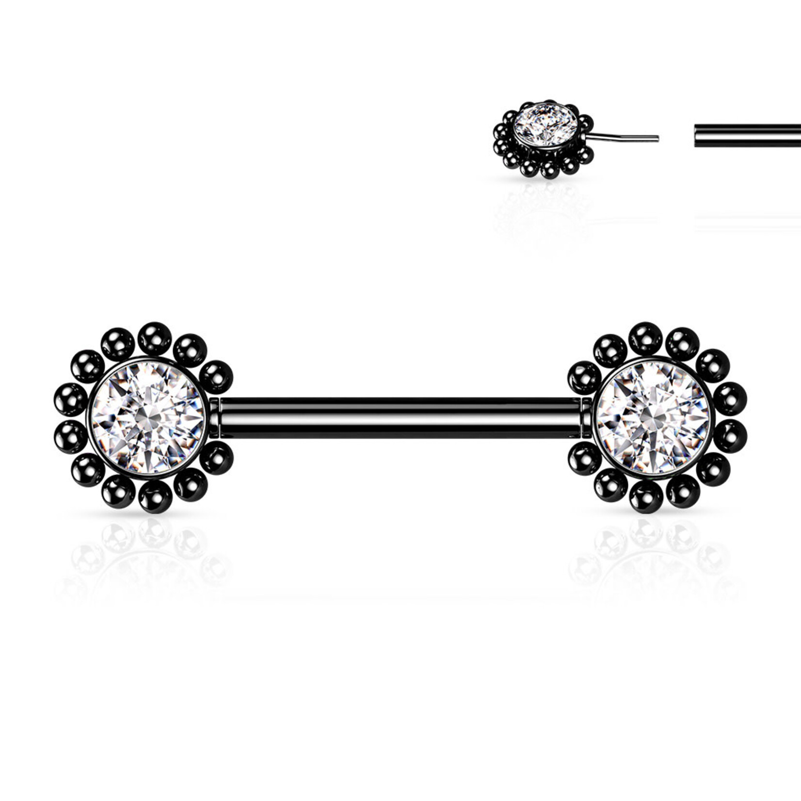 Hollywood Body Jewelry Crystal Flower Push In Nipple Barbells