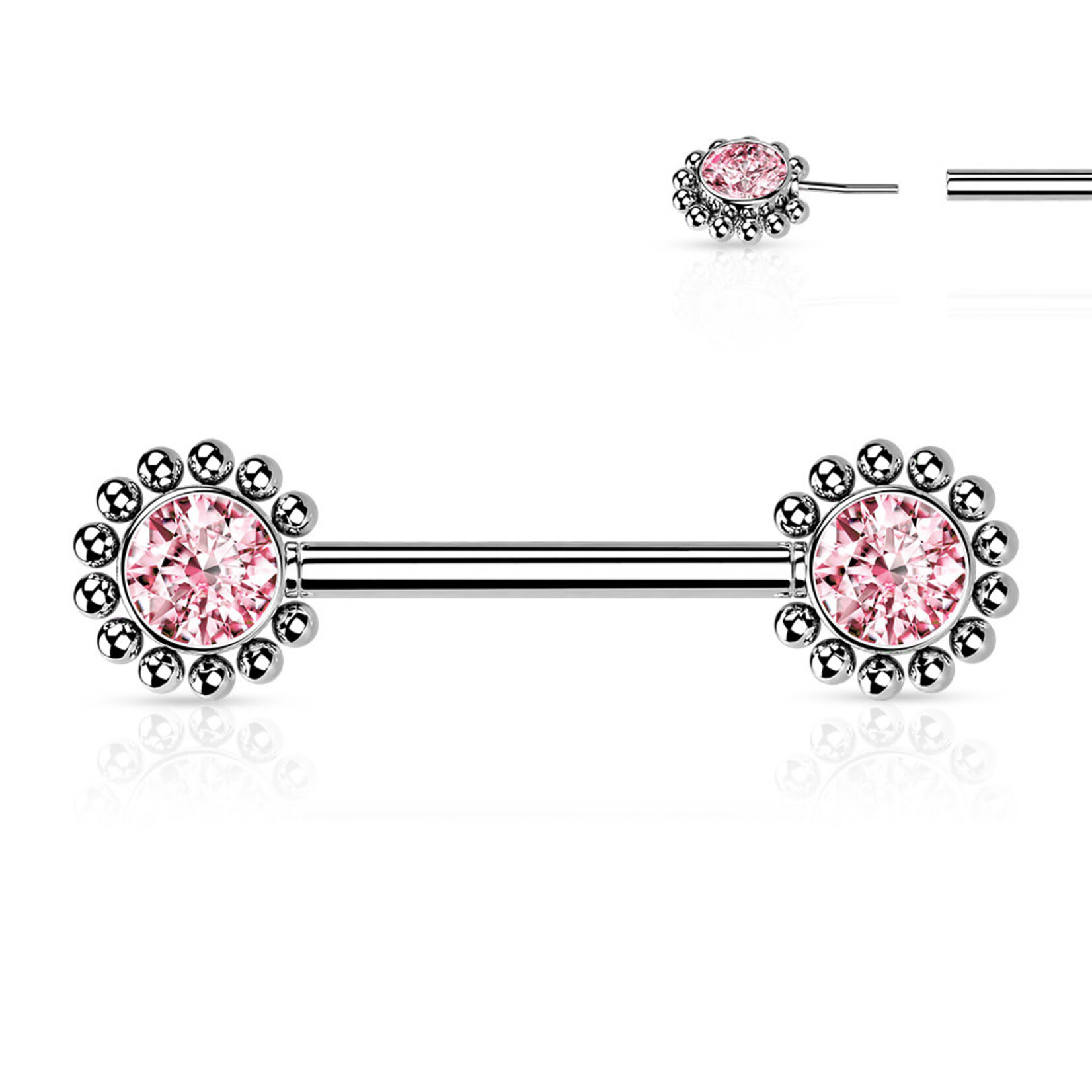 Hollywood Body Jewelry Crystal Flower Push In Nipple Barbells
