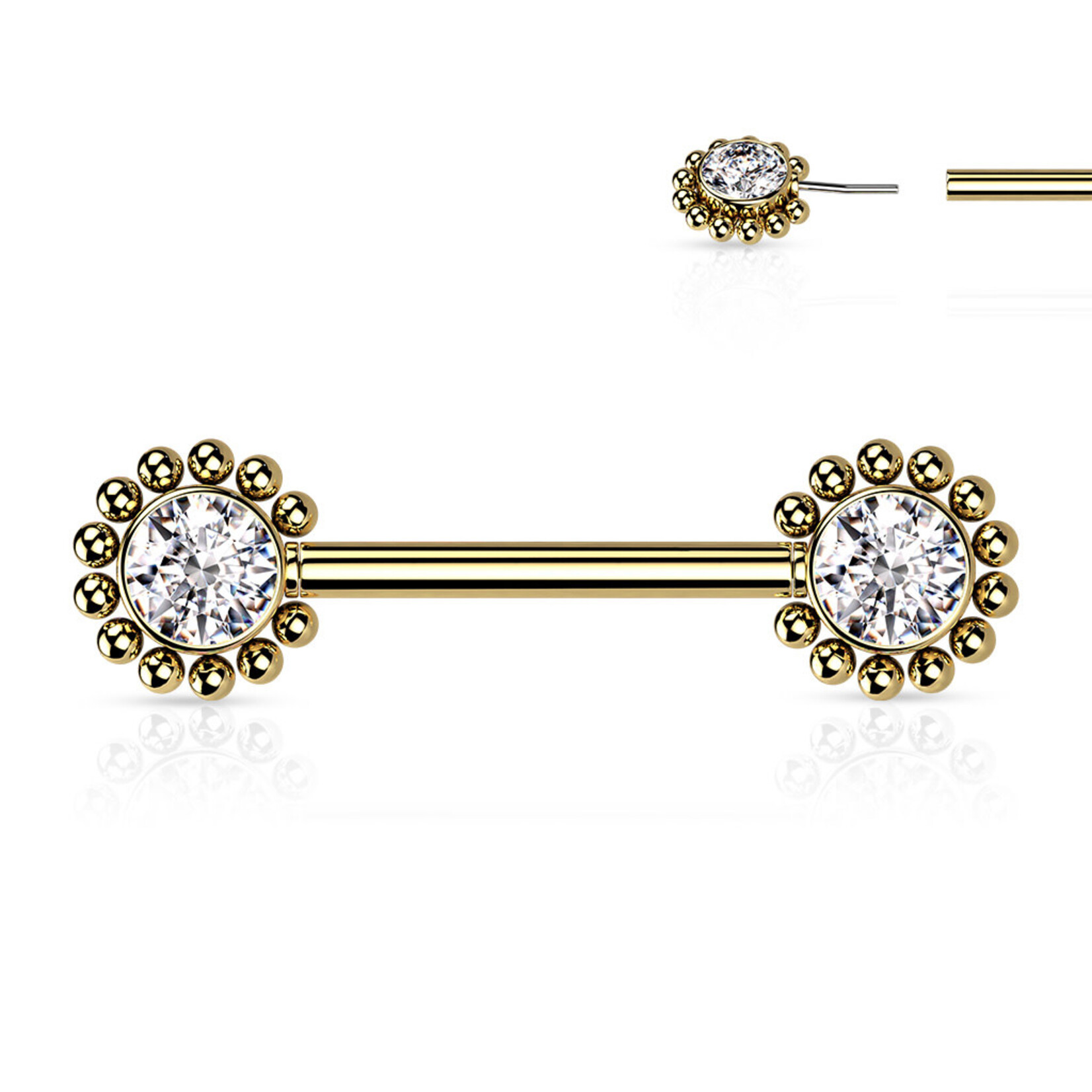 Hollywood Body Jewelry Crystal Flower Push In Nipple Barbells