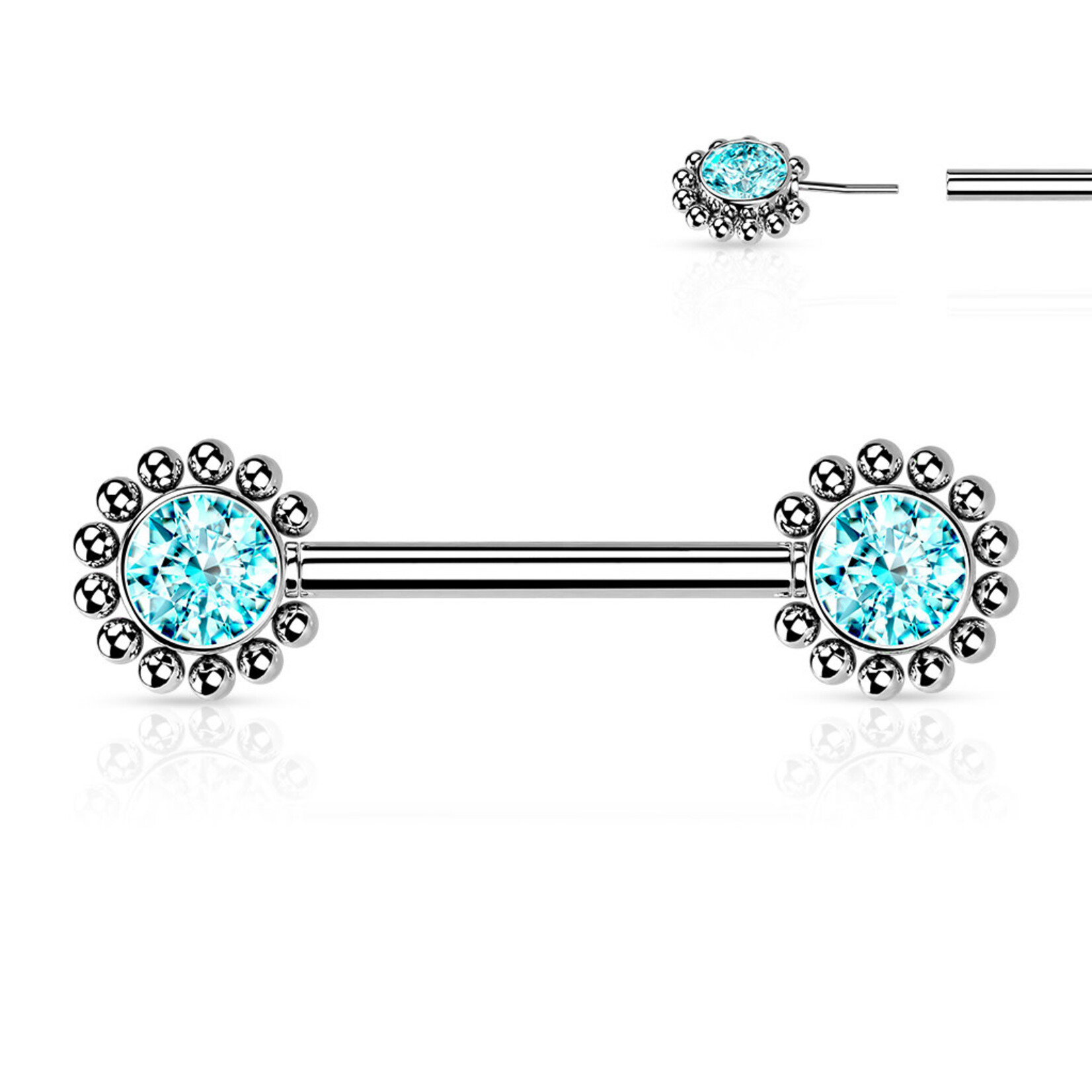 Hollywood Body Jewelry Crystal Flower Push In Nipple Barbells