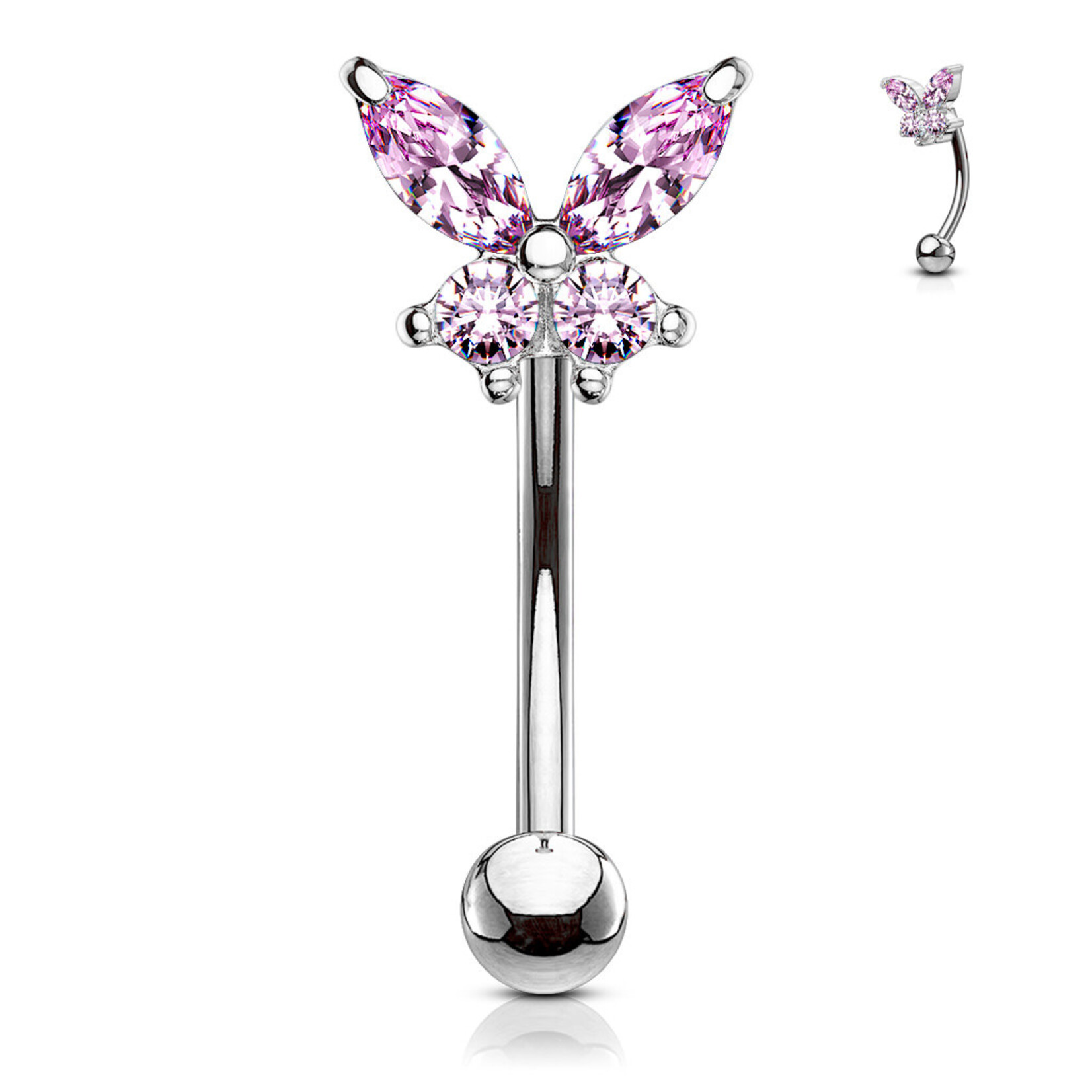 Hollywood Body Jewelry Butterfly Bent Barbell 16g