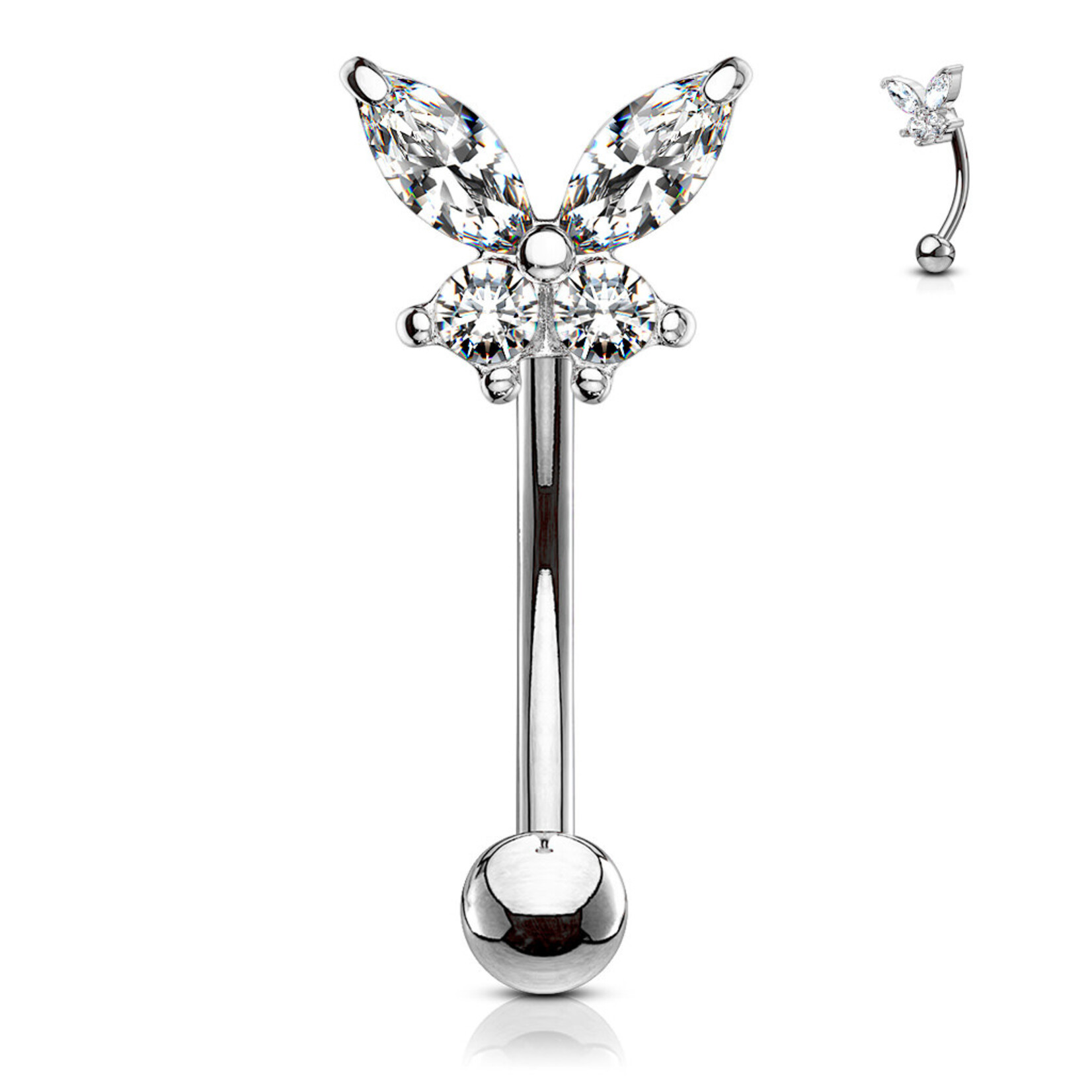 Hollywood Body Jewelry Butterfly Bent Barbell 16g