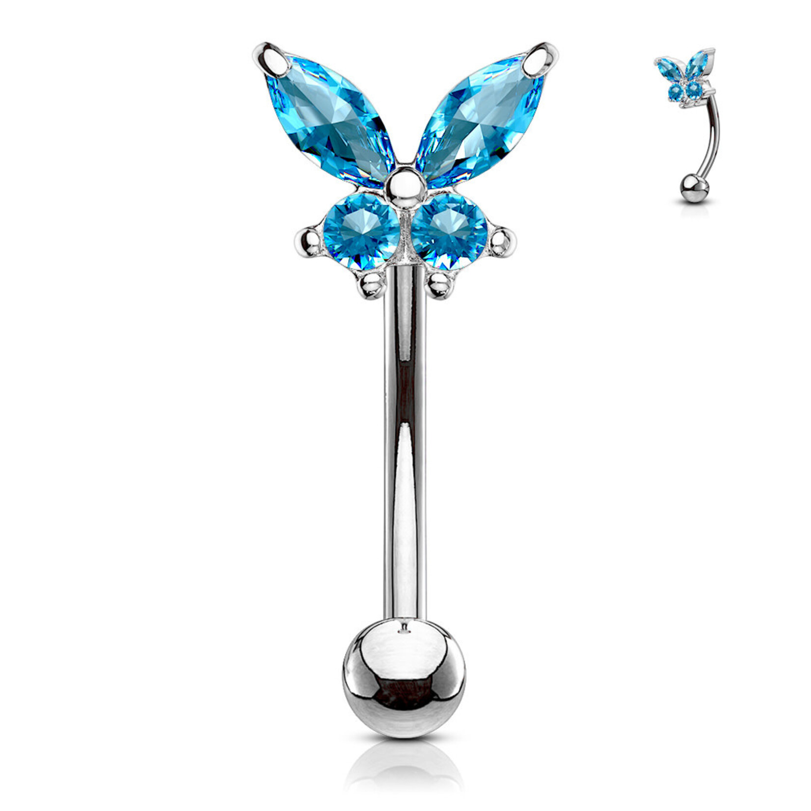Hollywood Body Jewelry Butterfly Bent Barbell 16g