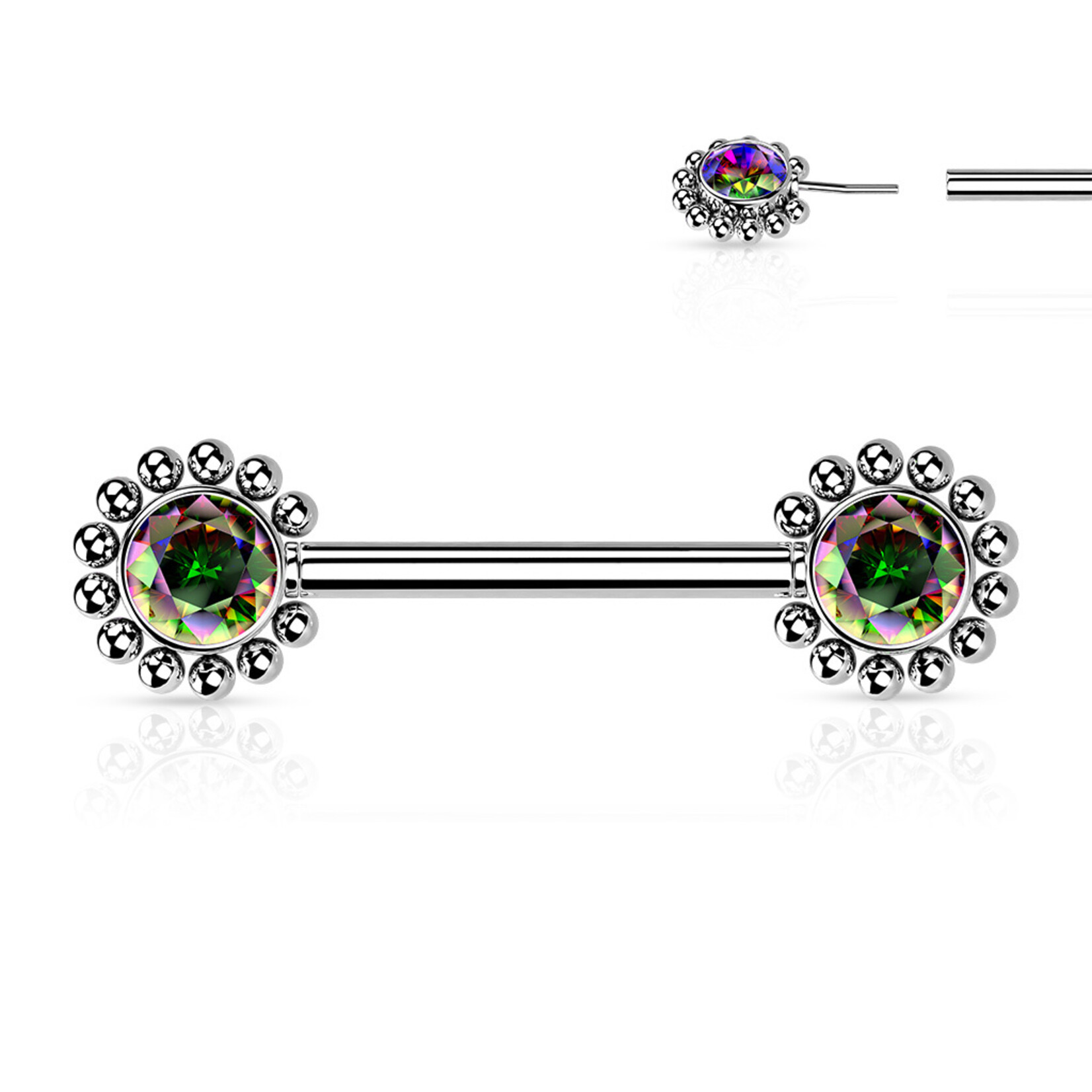 Hollywood Body Jewelry Crystal Flower Push In Nipple Barbells