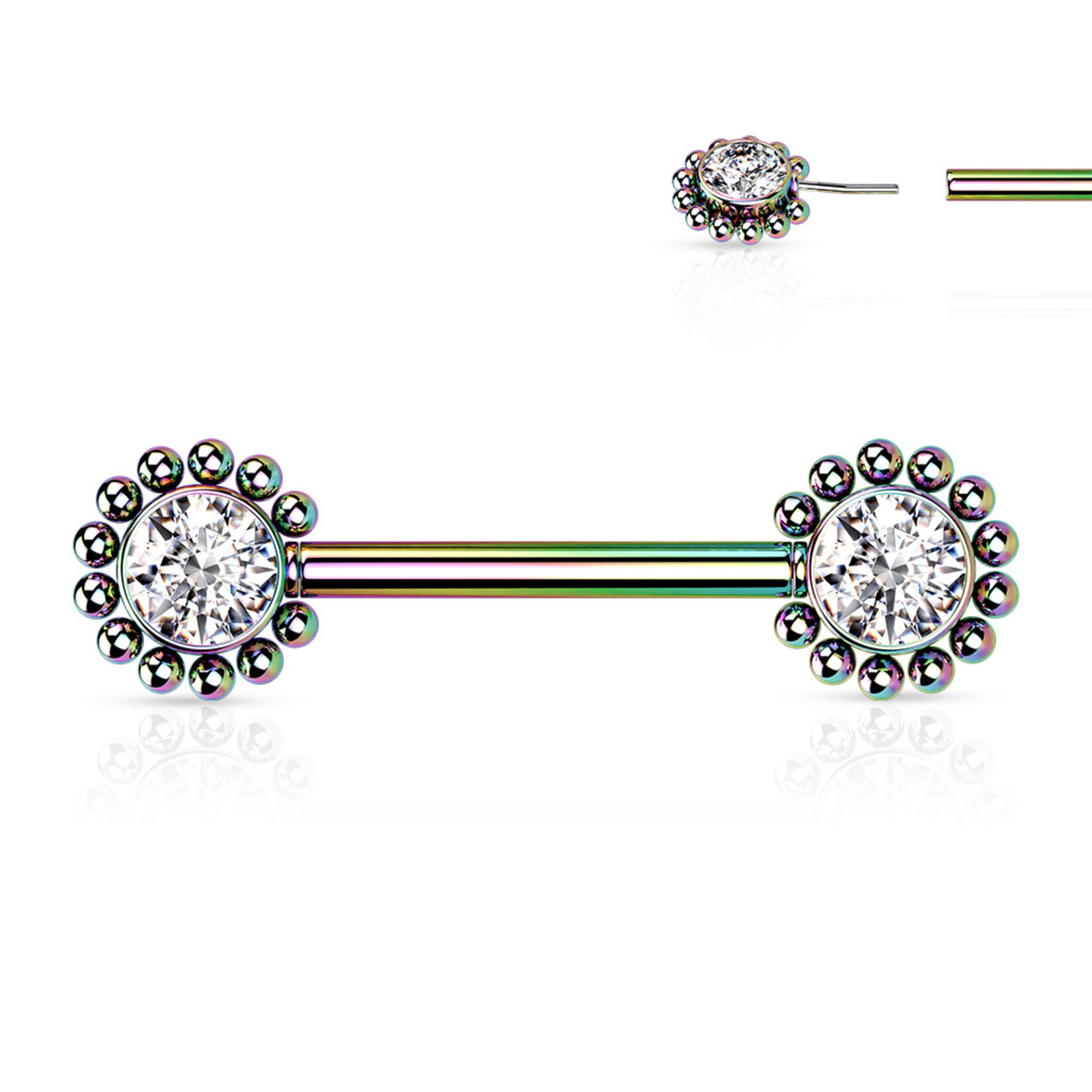 Hollywood Body Jewelry Crystal Flower Push In Nipple Barbells