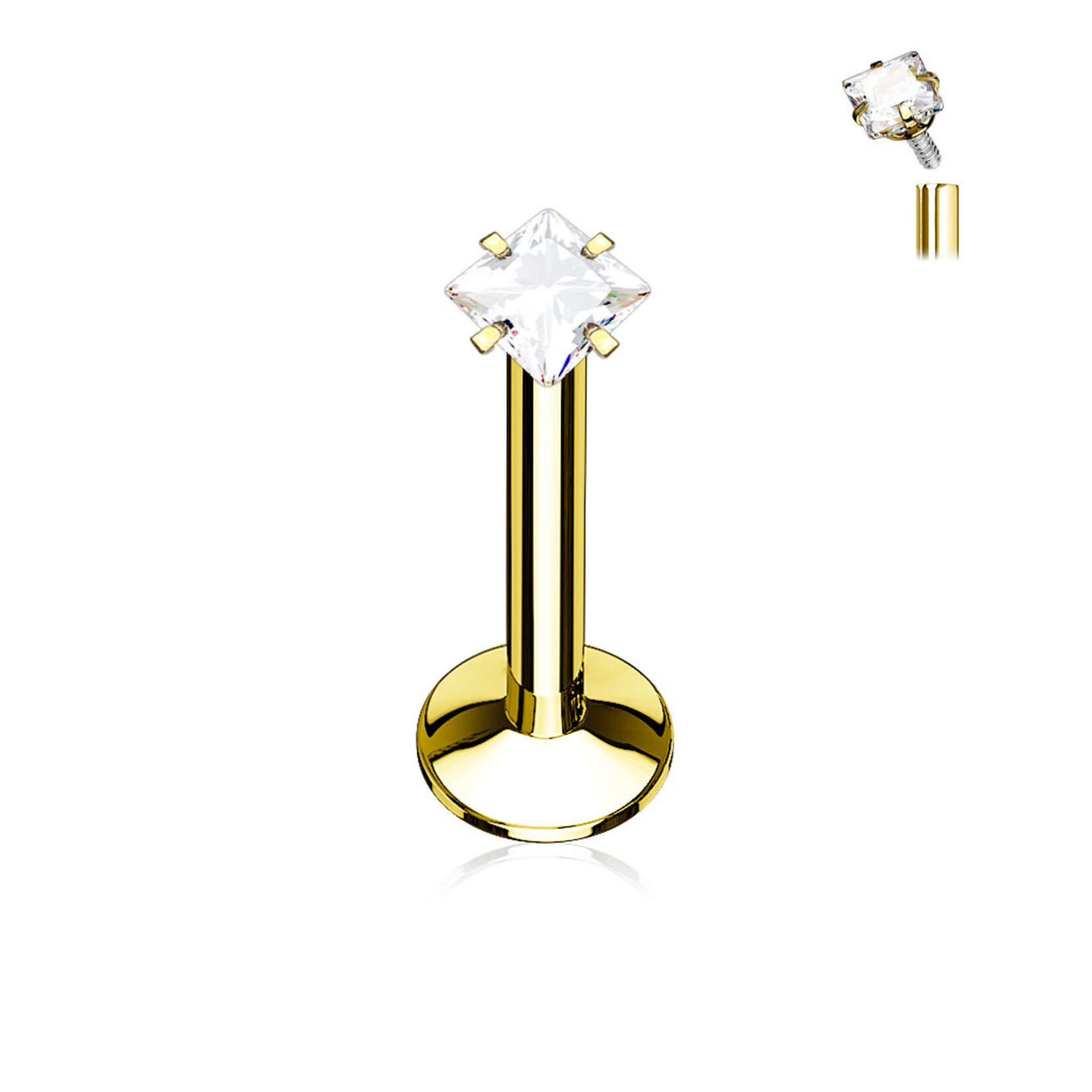 Body Jewelry Square Gem Labret
