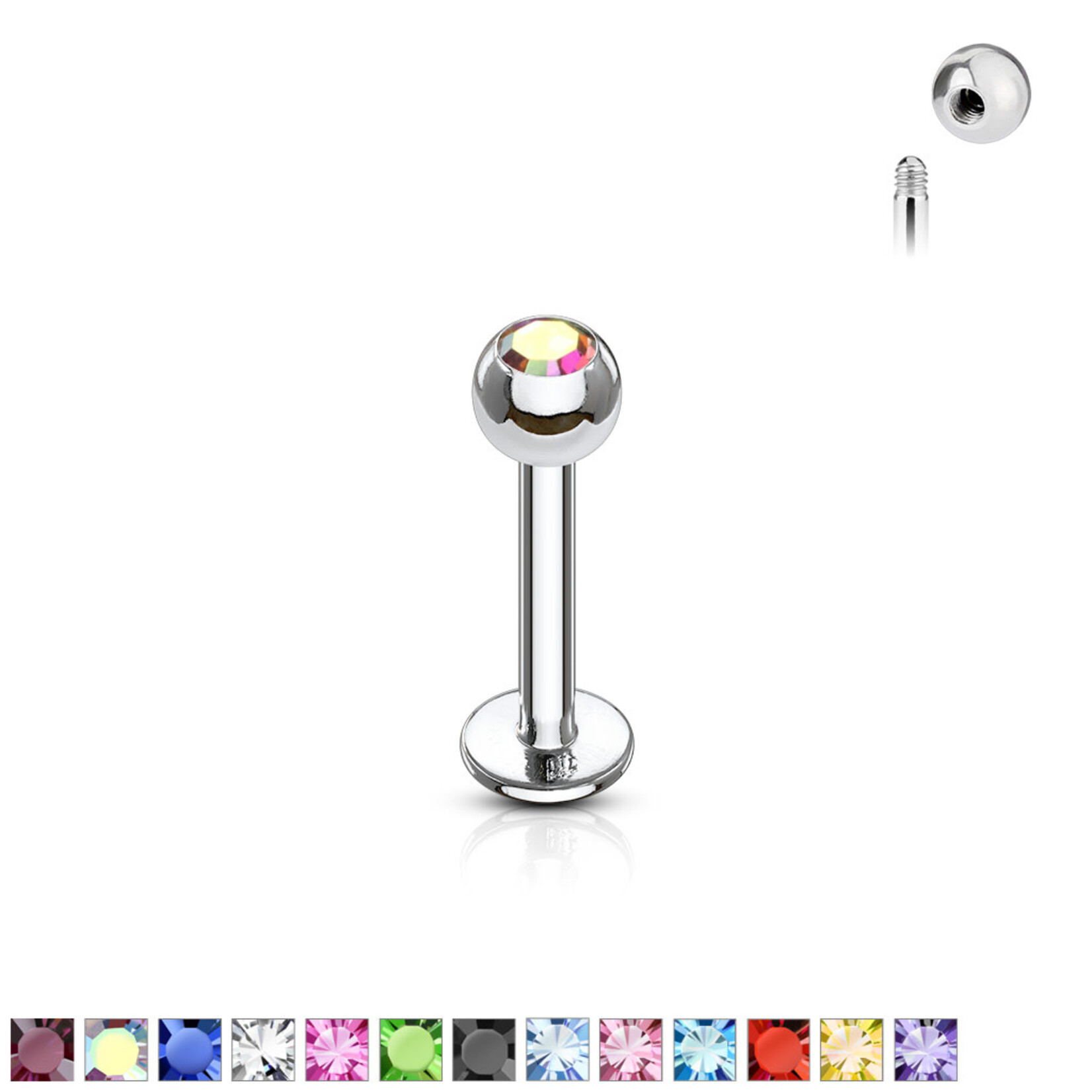 Hollywood Body Jewelry LS03 Press Fit Gem 316L SS Labret