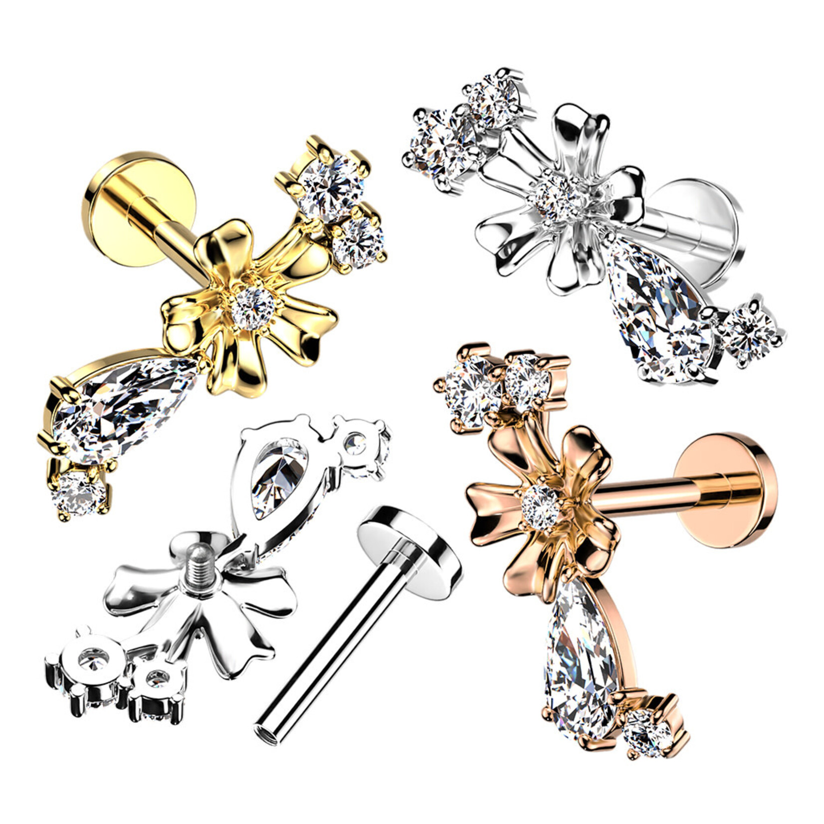 Hollywood Body Jewelry Crystal Flowers & Vines Labret