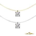 Hollywood Body Jewelry SNP-1579 Square CZ SS Necklace