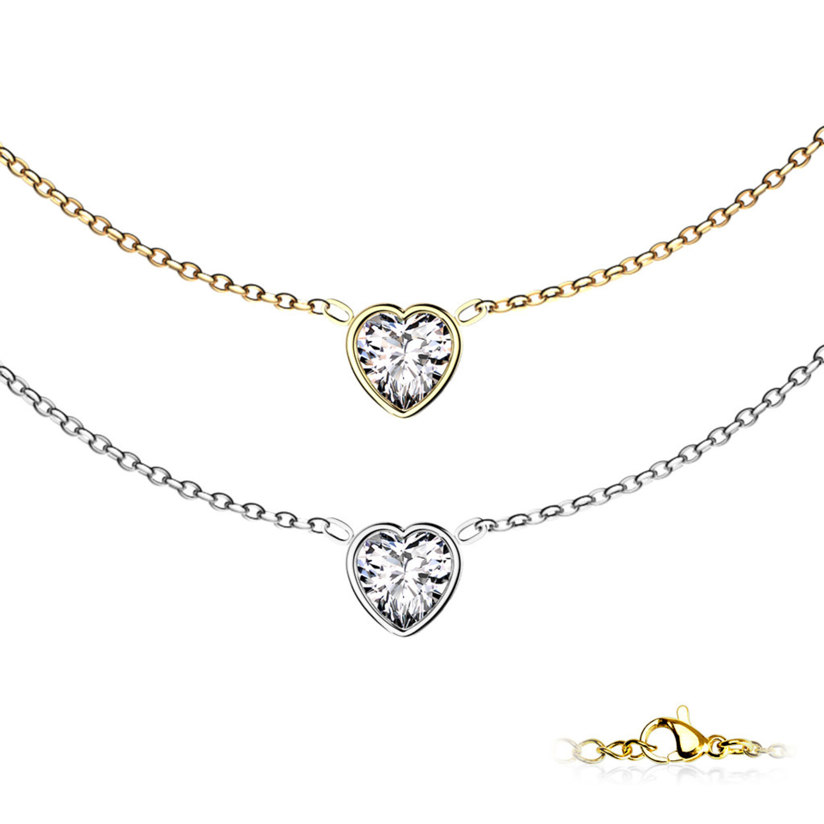 Hollywood Body Jewelry SNP-1581 Heart CZ  Necklace