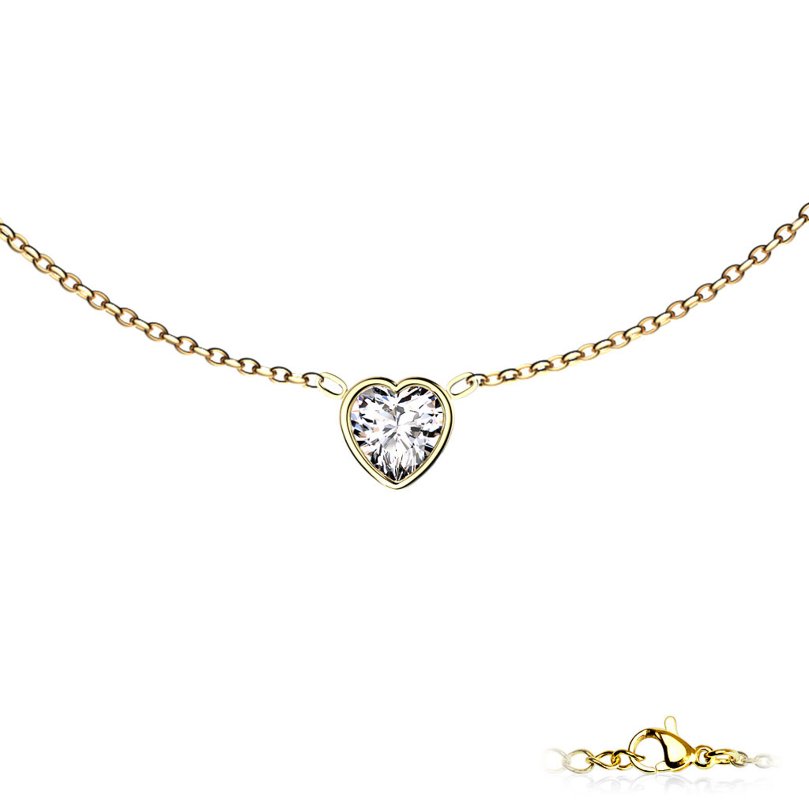 Hollywood Body Jewelry SNP-1581 Heart CZ  Necklace