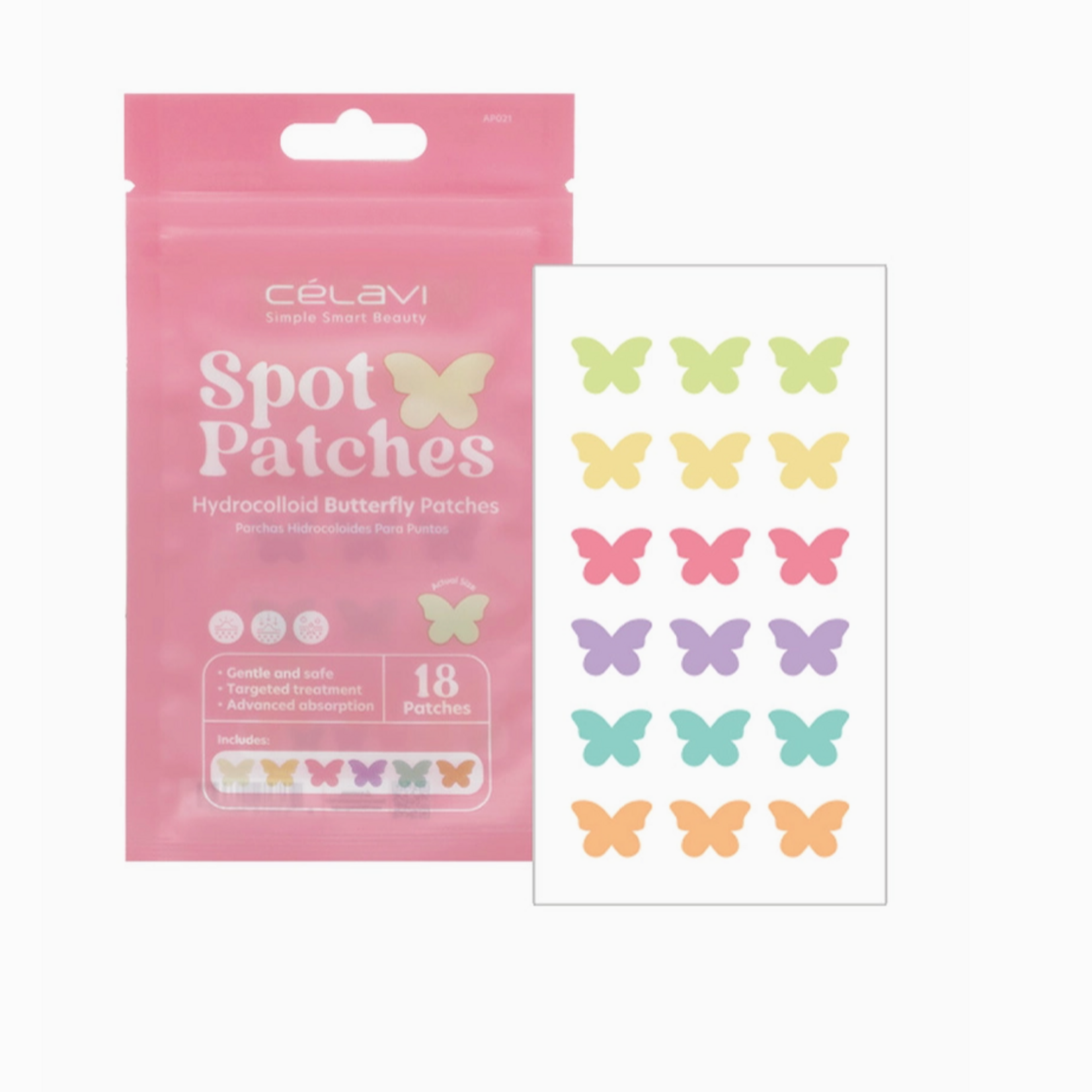 PINEAPPLE Beauty Celavi AP021 18pc Hydrocolloid Butterfly Acne Spot Patch -12
