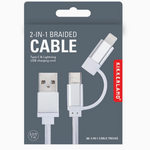 Kikkerkand US237-SI Silver 2-in-1 Braided Cable