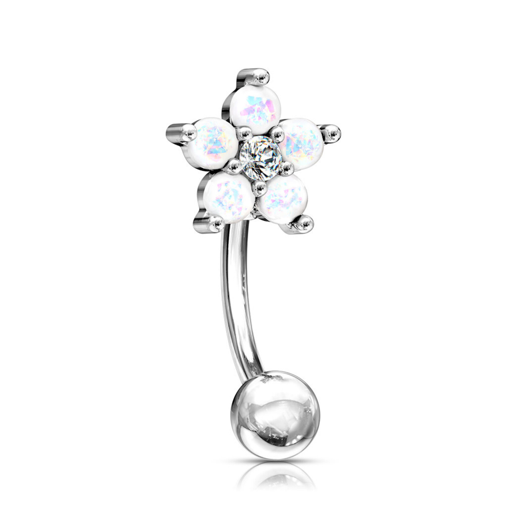 Body Jewelry Glitter Opal Flower Bent Barbell