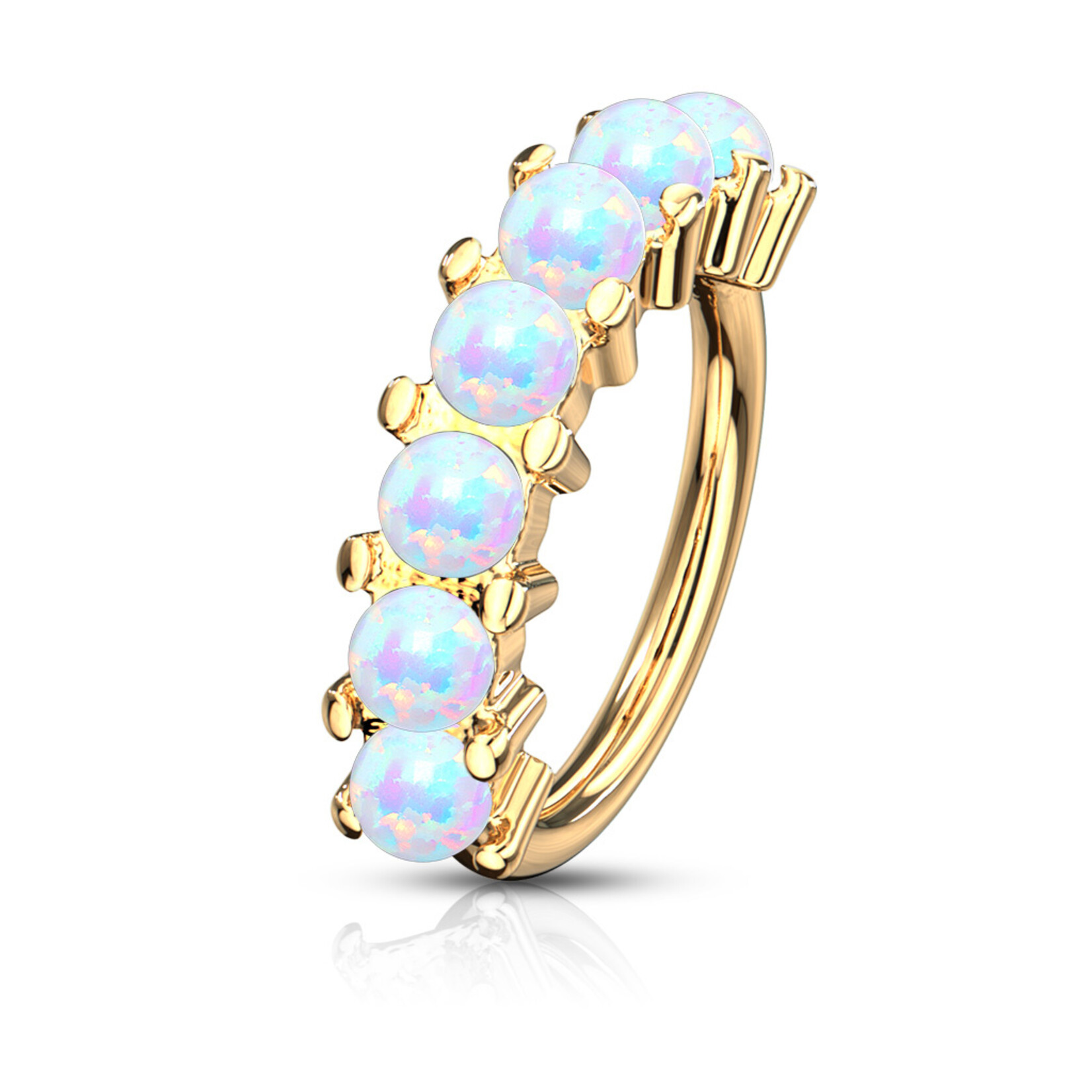 Hollywood Body Jewelry 7 Opal Lined Bendable Hoops