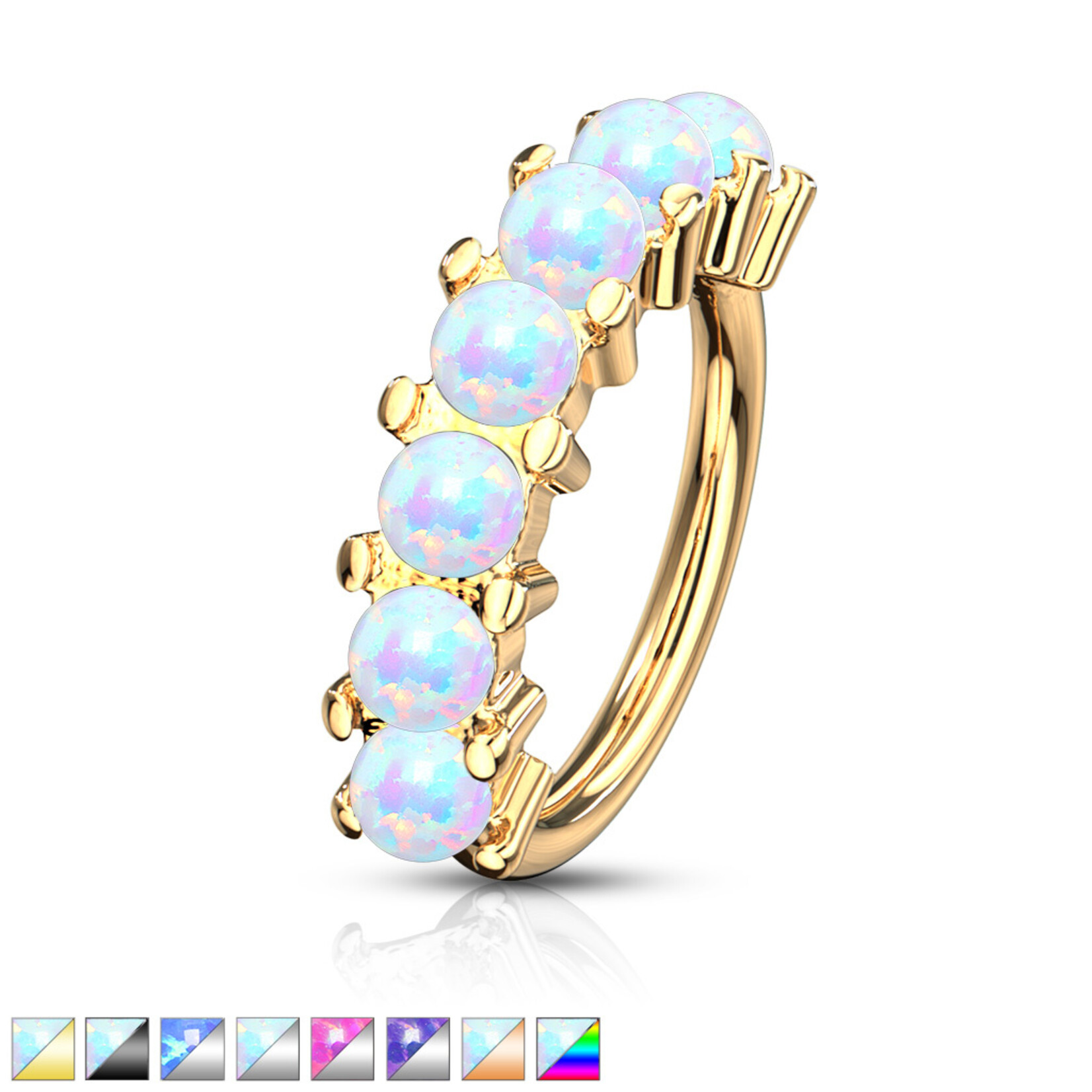 Hollywood Body Jewelry 7 Opal Lined Bendable Hoops