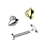 Hollywood Body Jewelry Implant Grade Titanium Internally Threaded Rounded Marquise Top Labret, Flat Back Stud