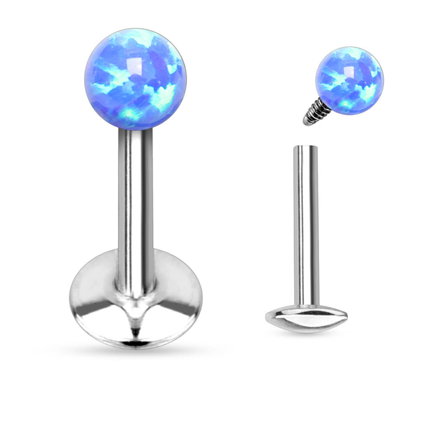 Hollywood Body Jewelry Opal Ball Top Internally Threaded 316L Surgical Steel Labret/Monroe