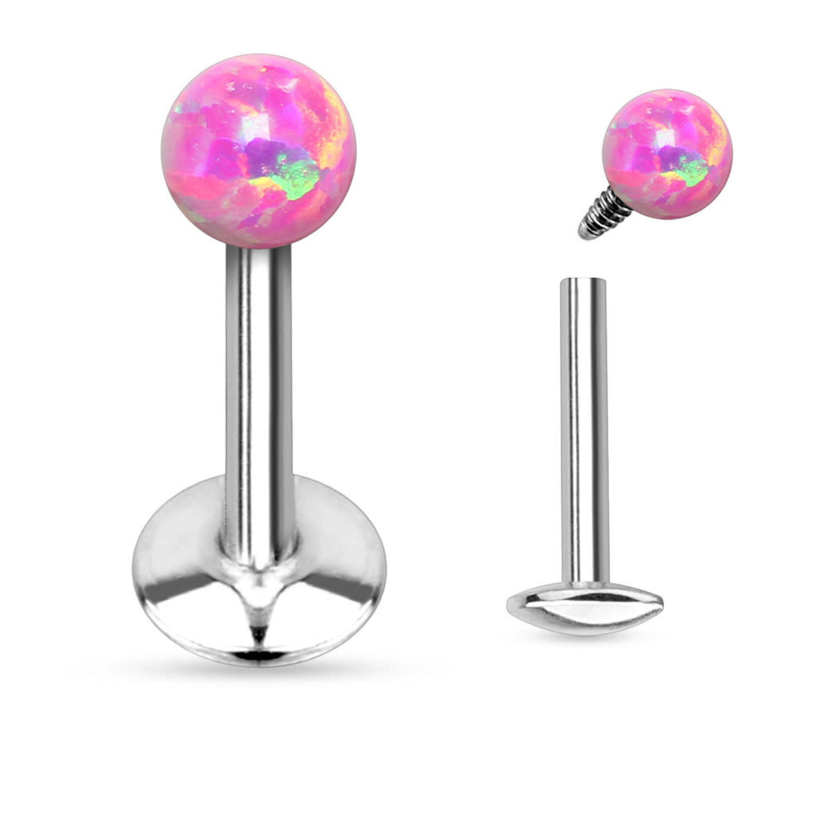 Hollywood Body Jewelry Opal Ball Top Internally Threaded 316L Surgical Steel Labret/Monroe