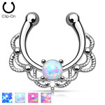 Hollywood Body Jewelry Non Piercing Lacey Single Opal Septum Hanger