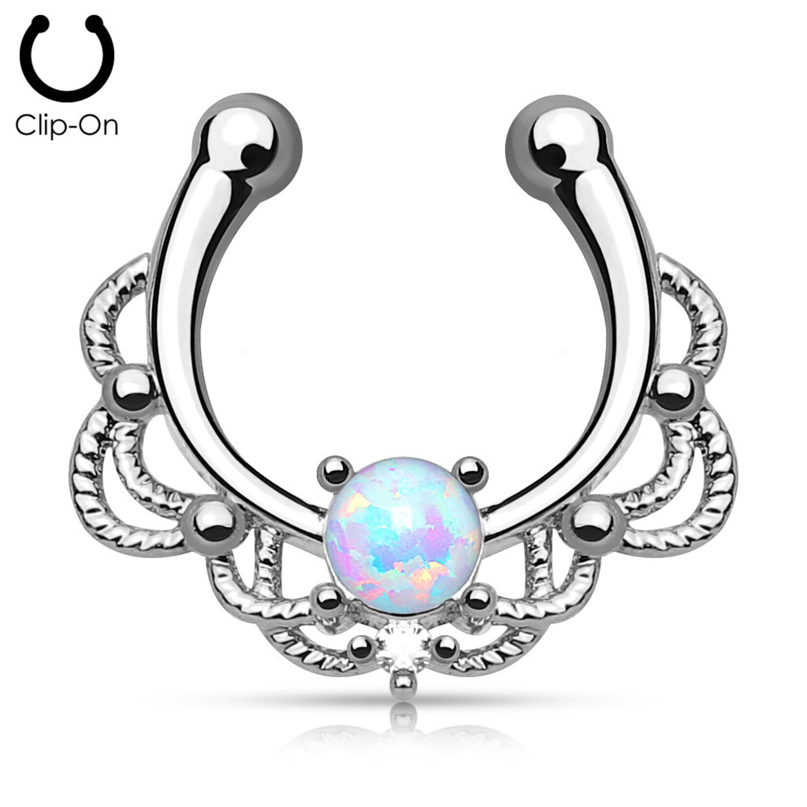 Hollywood Body Jewelry Non Piercing Lacey Single Opal Septum Hanger