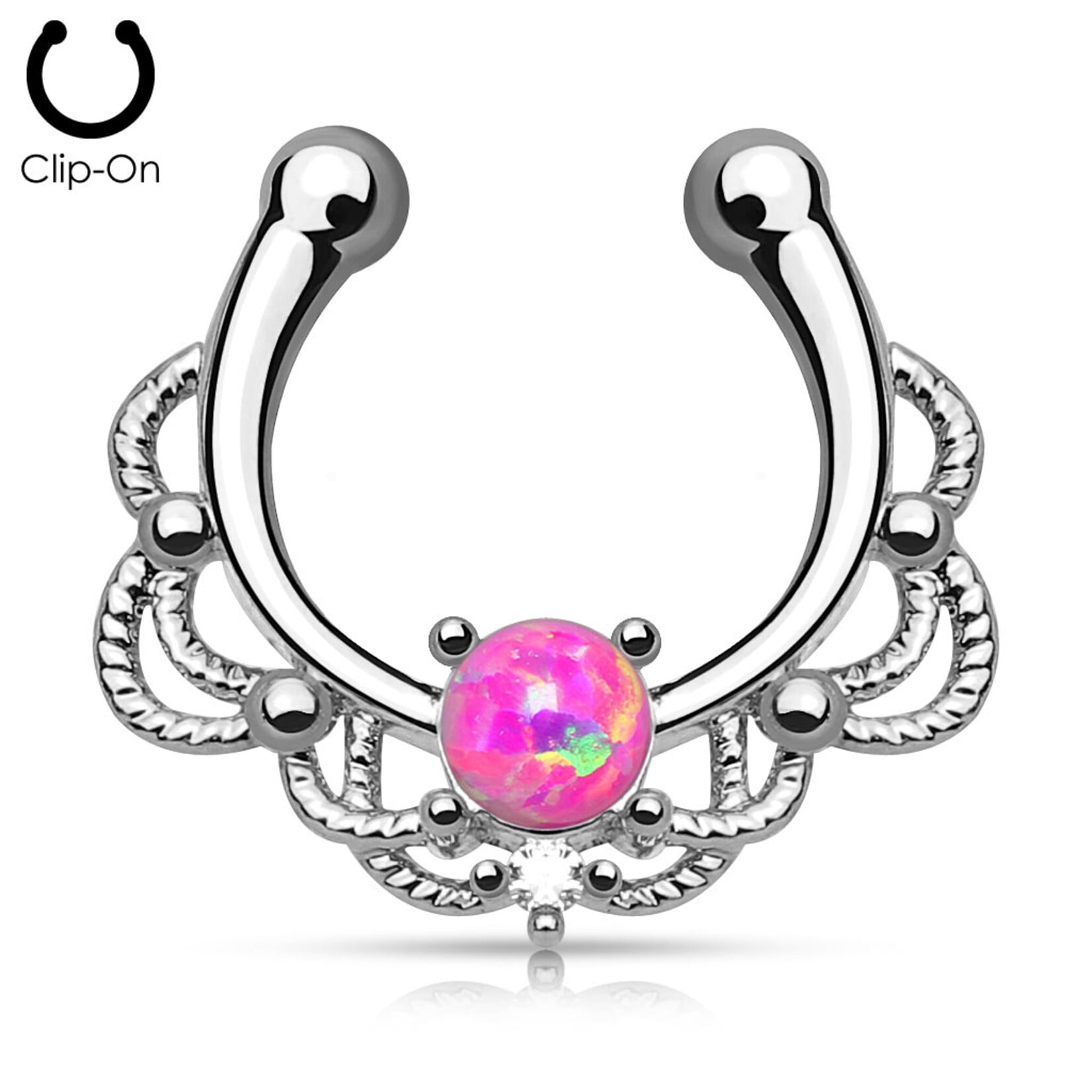 Hollywood Body Jewelry Non Piercing Lacey Single Opal Septum Hanger