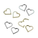 Hollywood Body Jewelry Titanium Hinged Segment Heart Hoop Ring With Half Pave