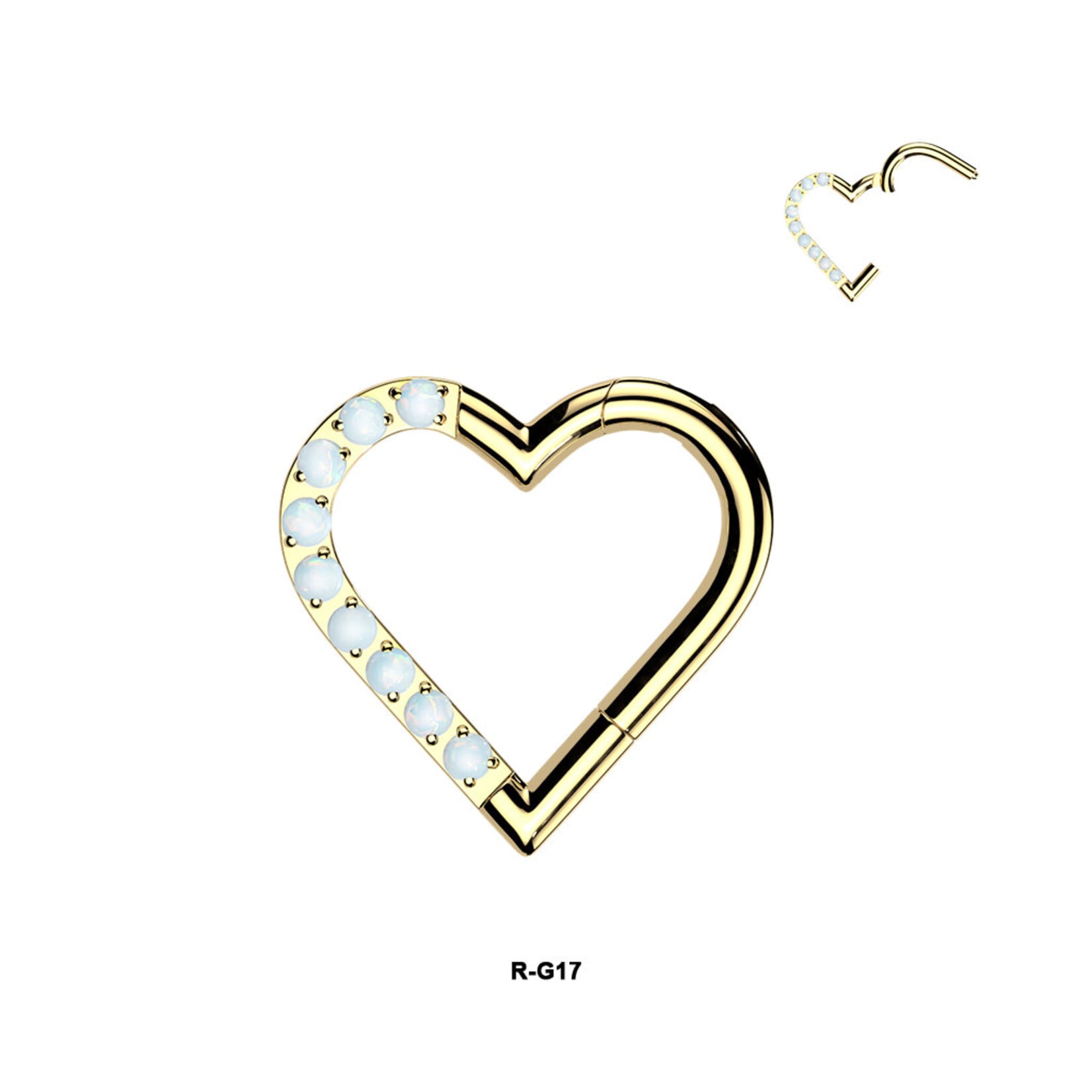 Hollywood Body Jewelry Titanium Hinged Segment Heart Hoop Ring With Half Pave