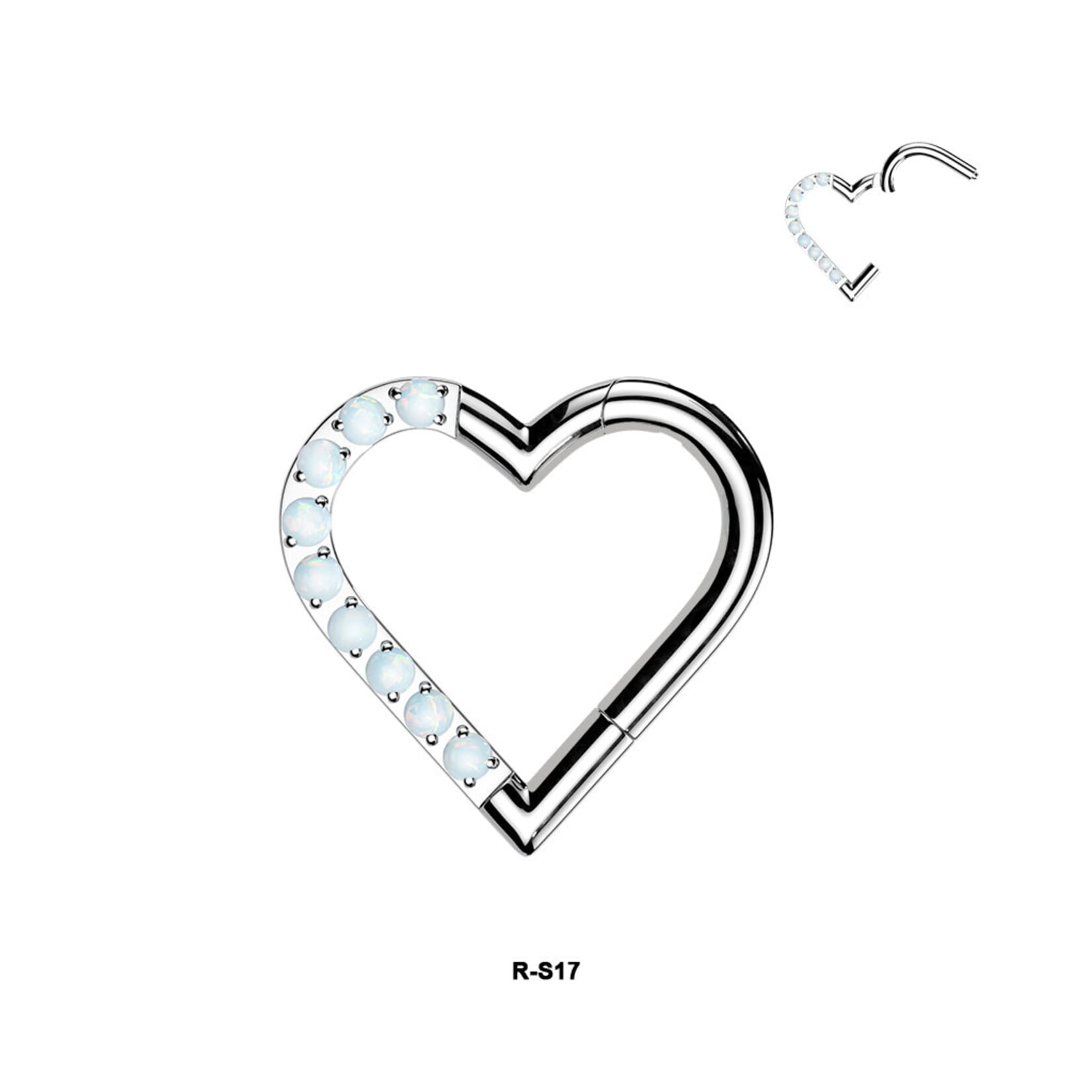 Hollywood Body Jewelry Titanium Hinged Segment Heart Hoop Ring With Half Pave