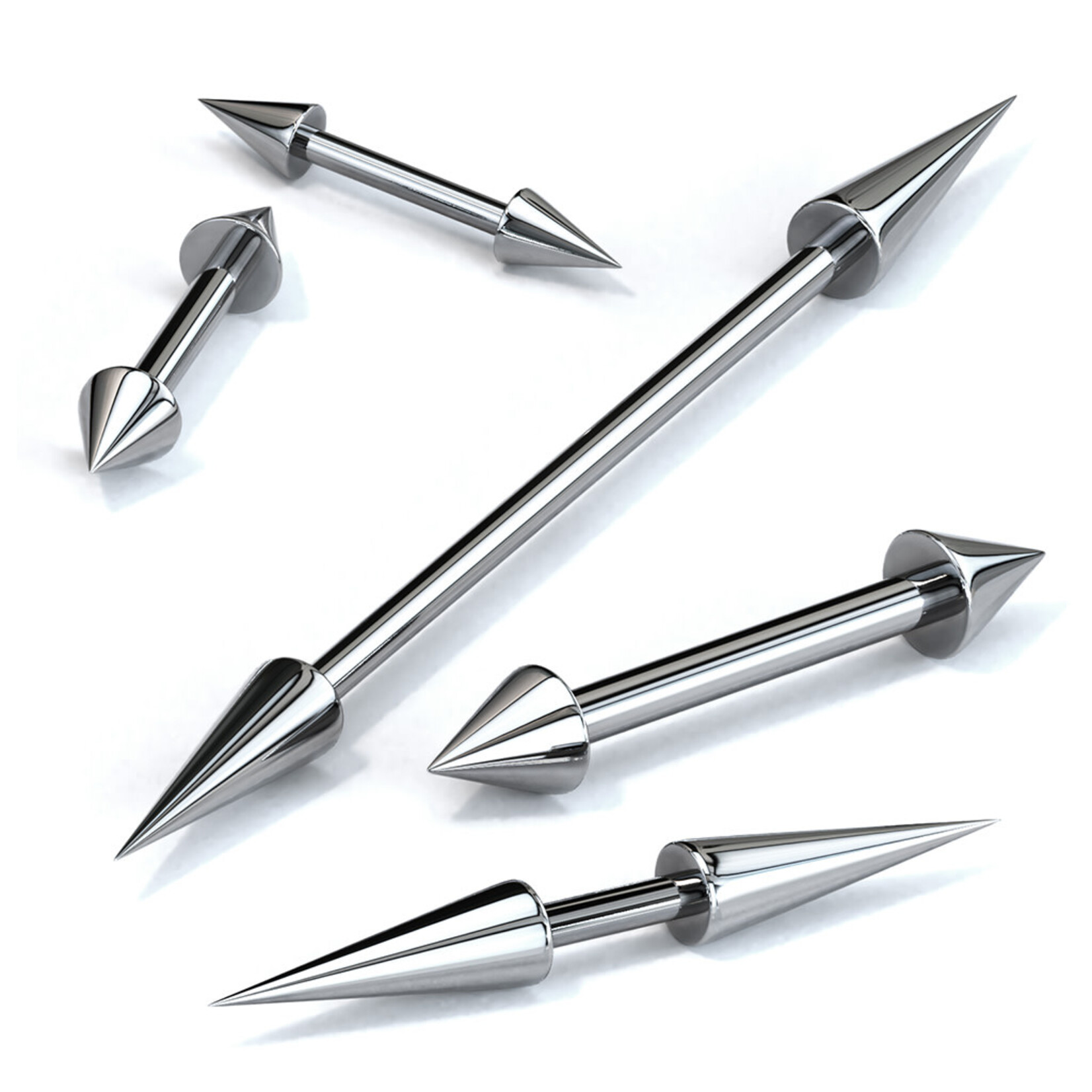 Hollywood Body Jewelry Spike On Both Sides Surgical Steel Barbell