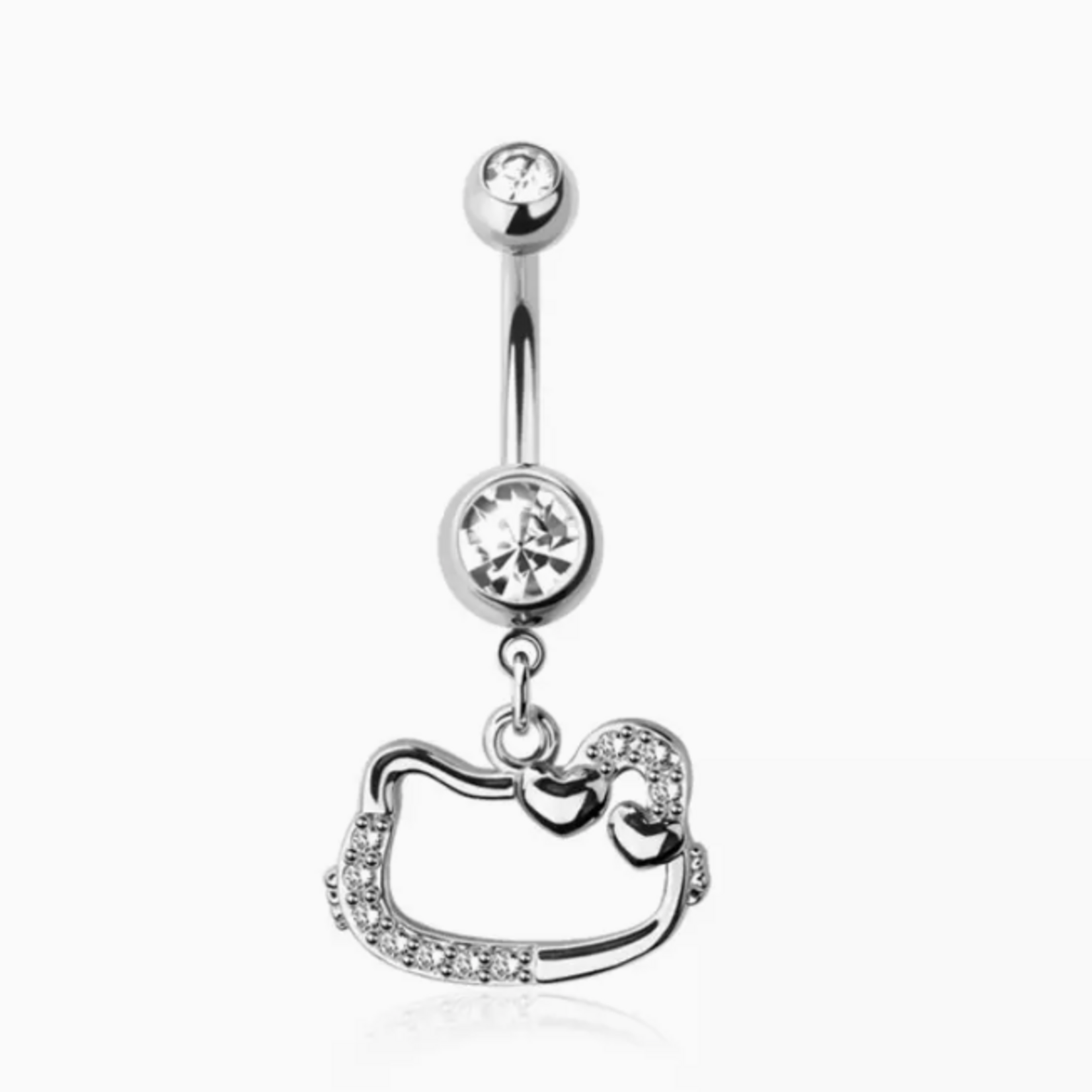 Crave Body Jewelry Surgical Steel Cutie Cat Ribbon Dangle Navel Ring