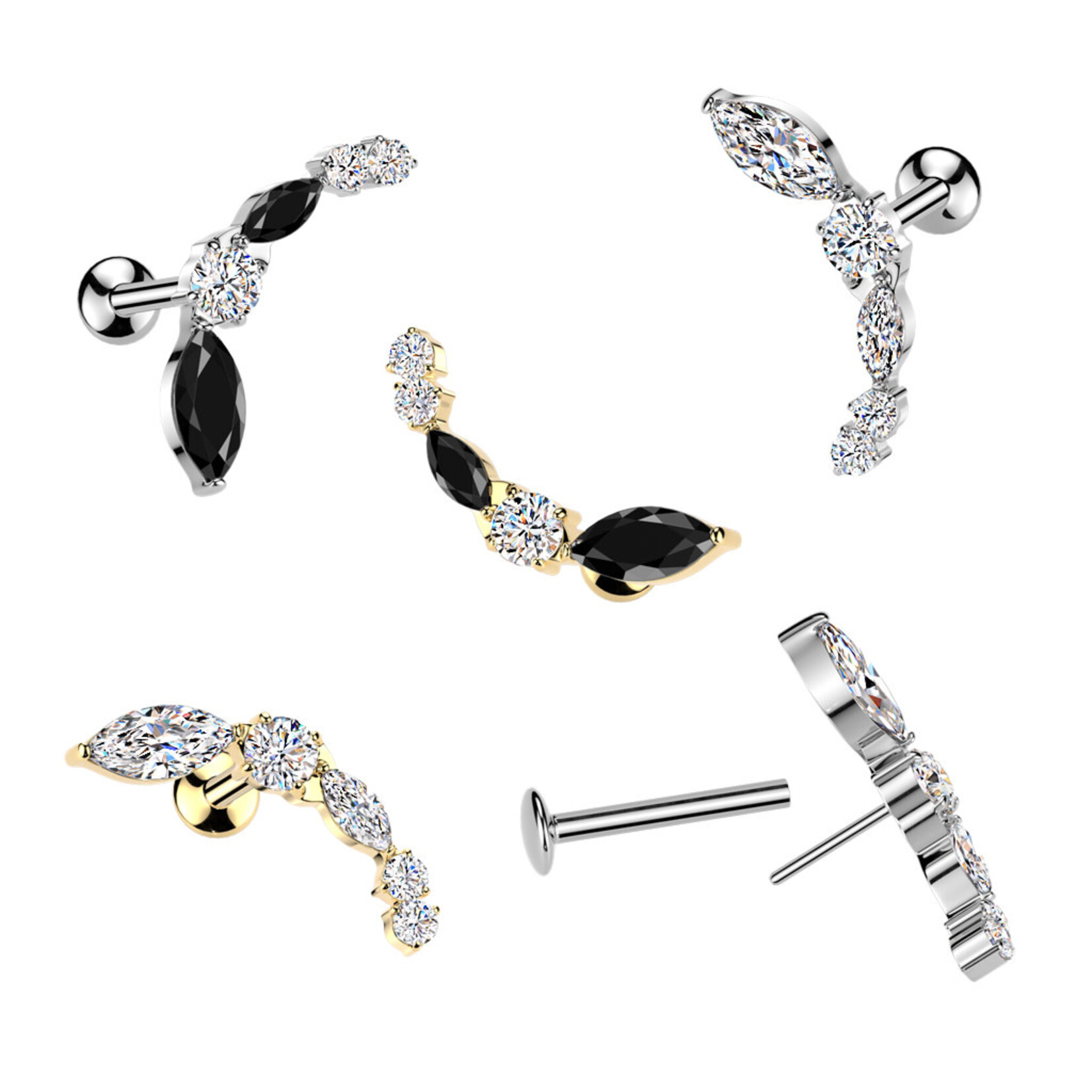 Hollywood Body Jewelry ILS22 Asst. CZ Push In Flatback
