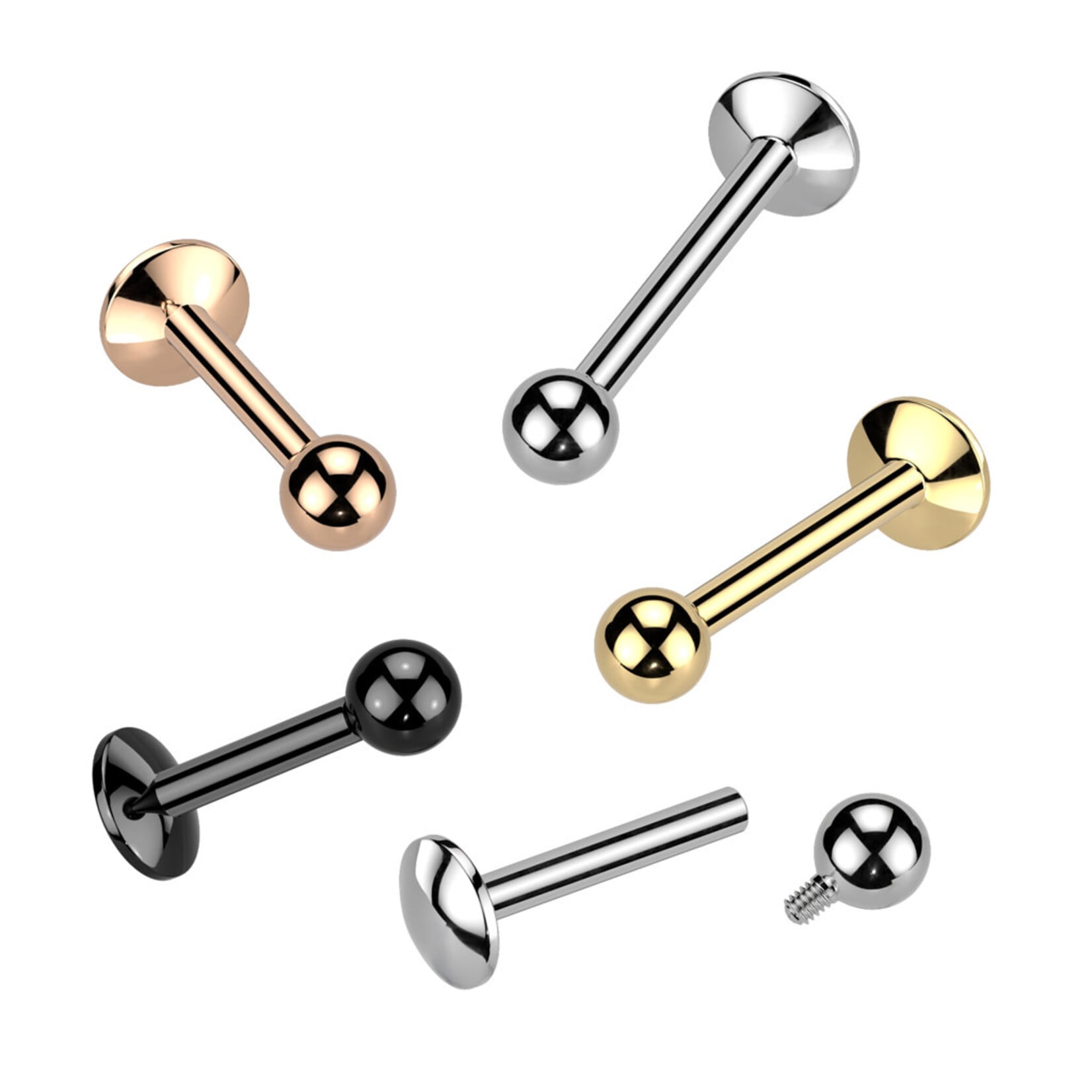 Hollywood Body Jewelry TIL01V4 Imp Grd Titan 4mm Ball Labret