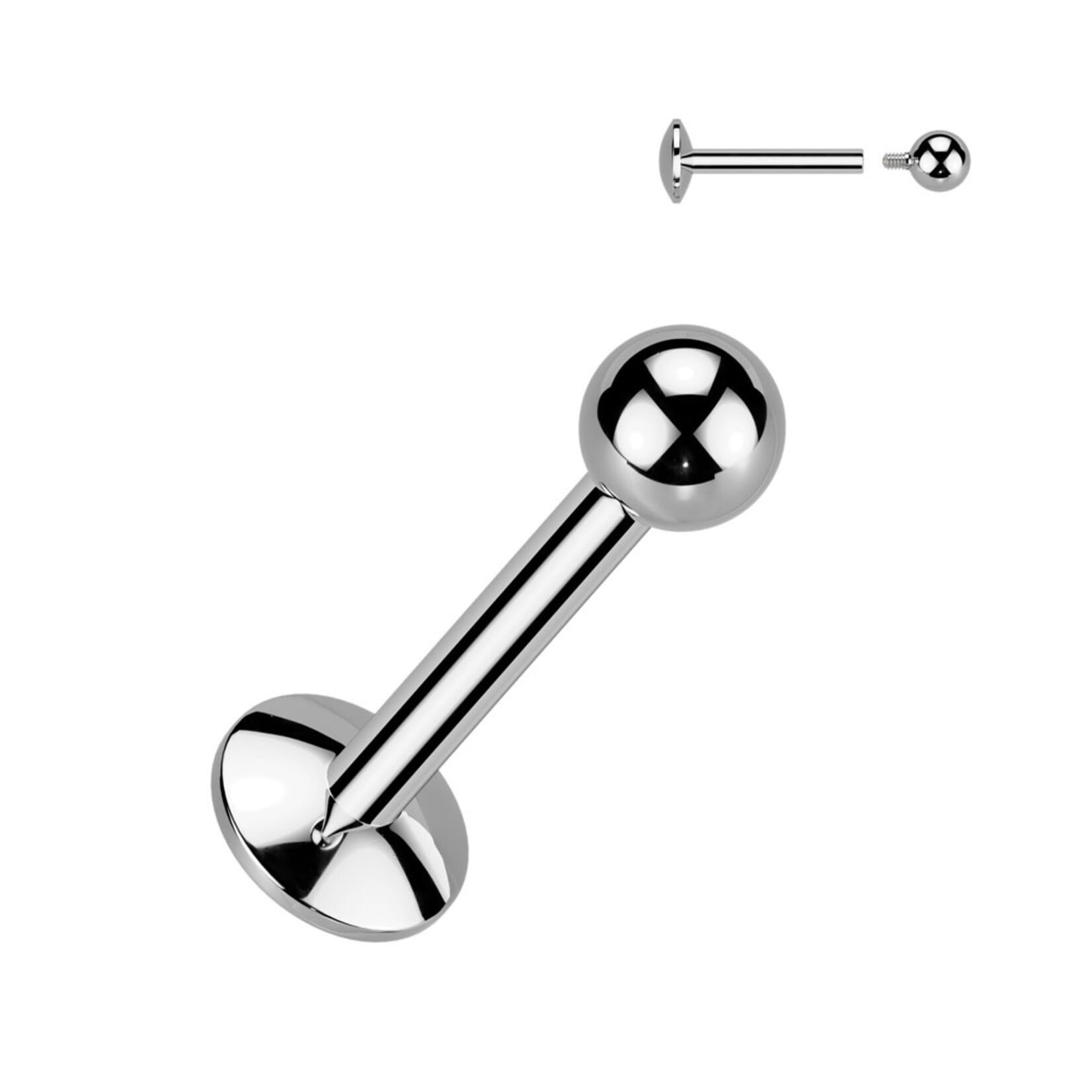 Hollywood Body Jewelry TIL01V4 Imp Grd Titan 4mm Ball Labret
