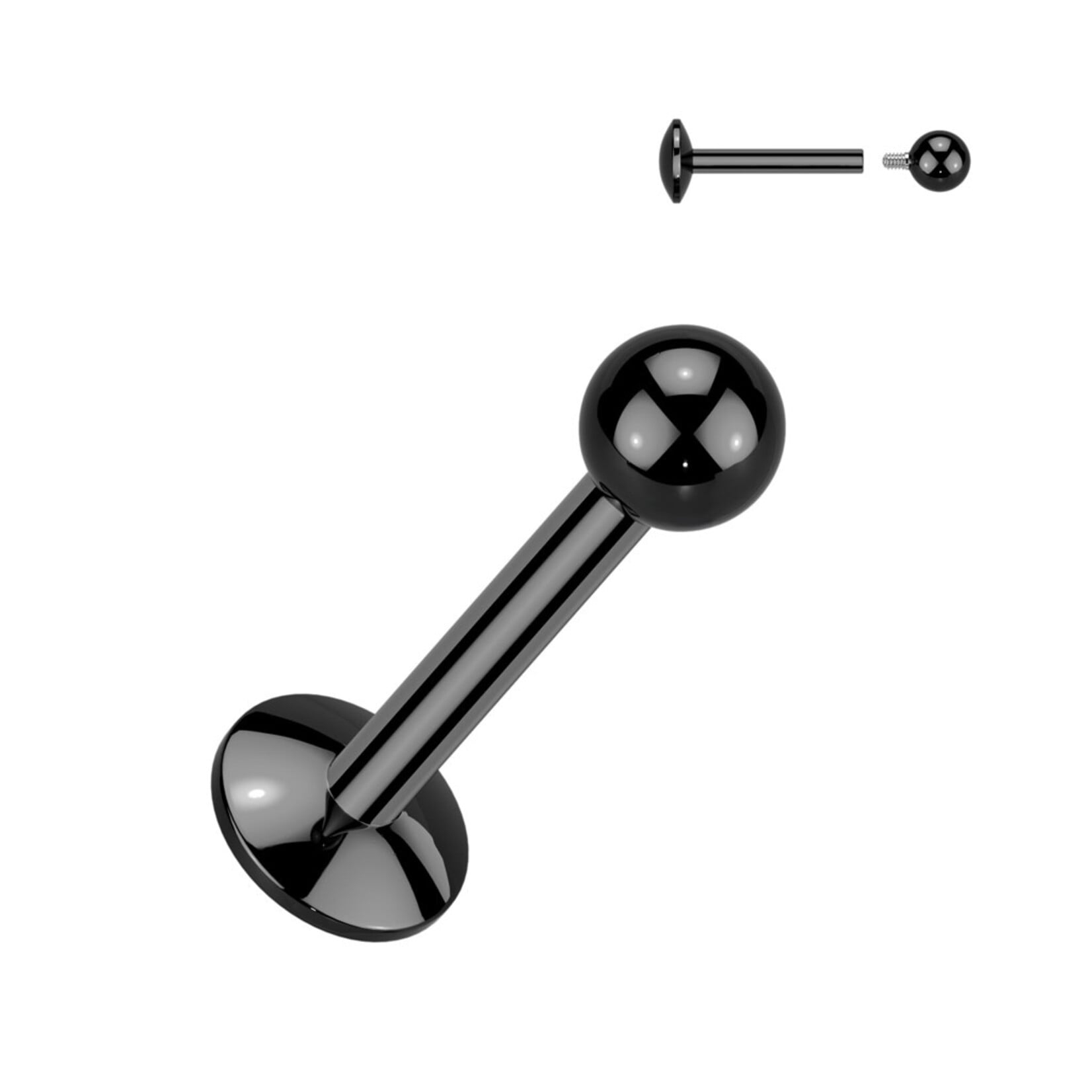 Hollywood Body Jewelry TIL01V4 Imp Grd Titan 4mm Ball Labret