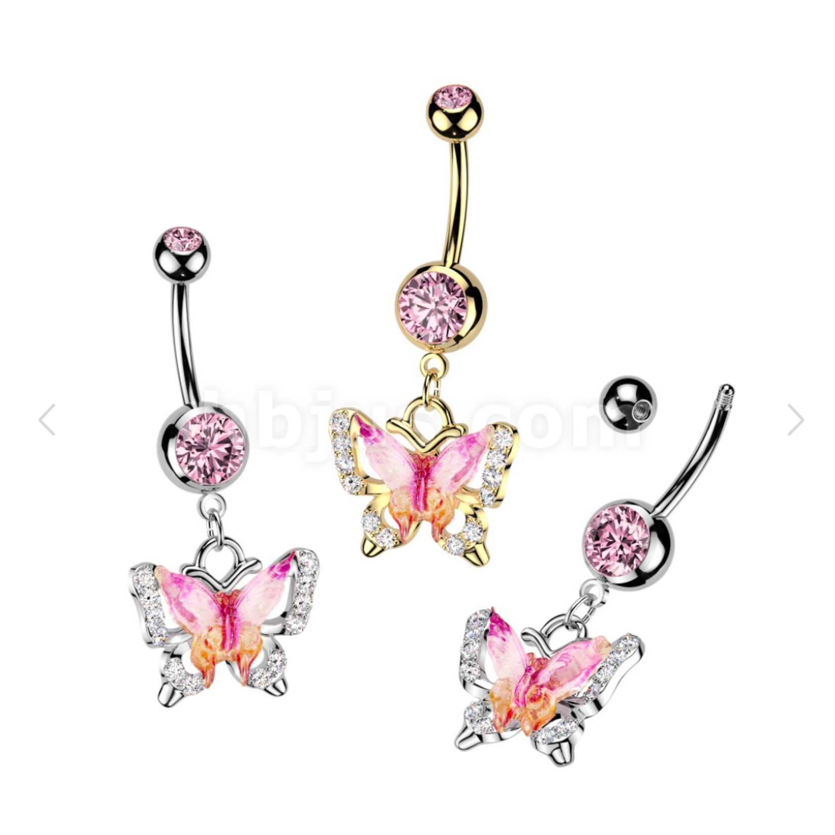 Hollywood Body Jewelry NSE008 Enamel Butterfly BBB