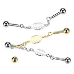 Hollywood Body Jewelry Industrial Barbell With Centered Leaf Connector Chain