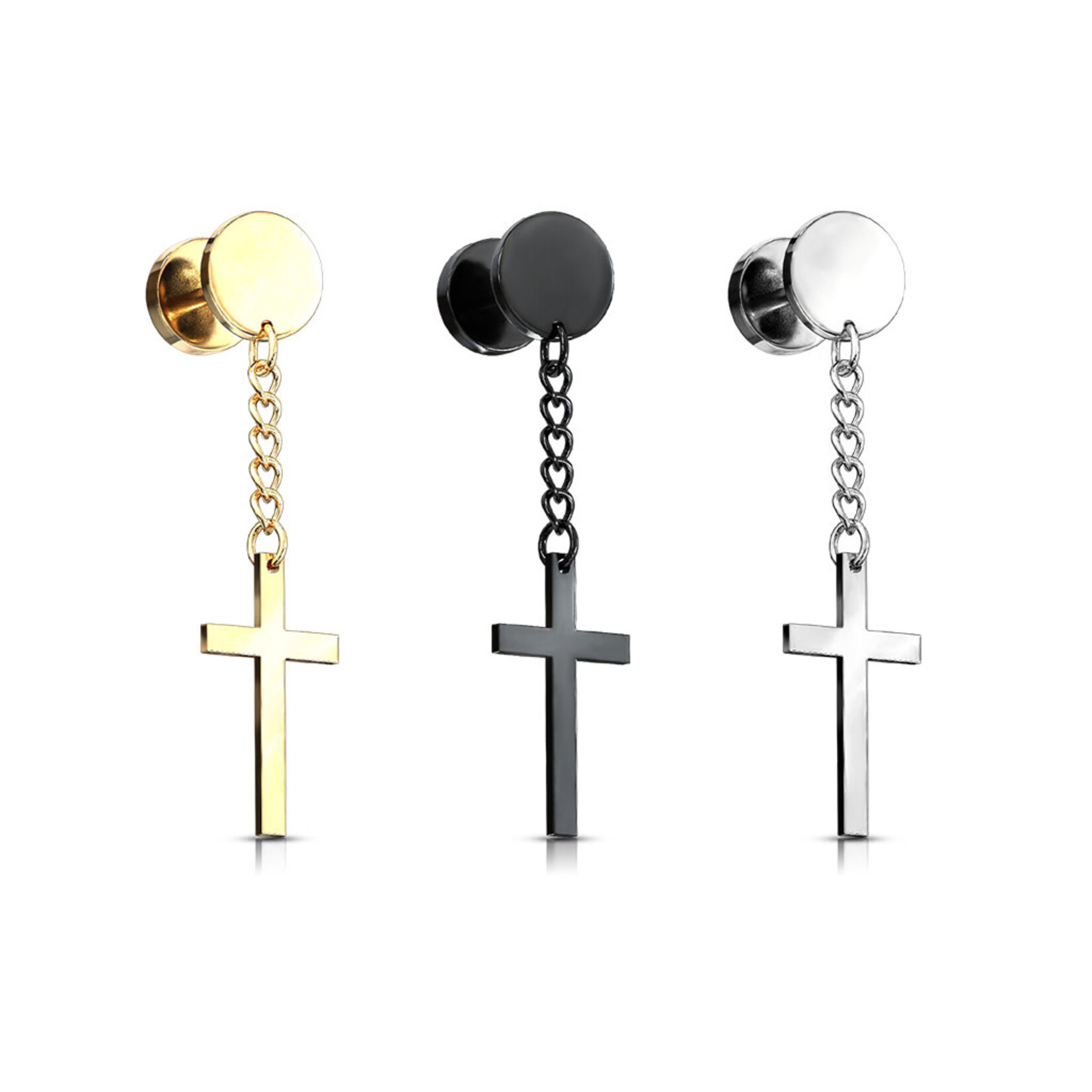Body Jewelry Cross on Chain Dangle Plugs