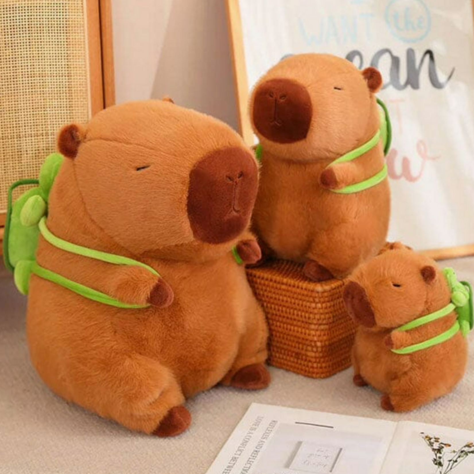 Showcase Capybara 9" Kawaii Plush w/ Turtle Backpack