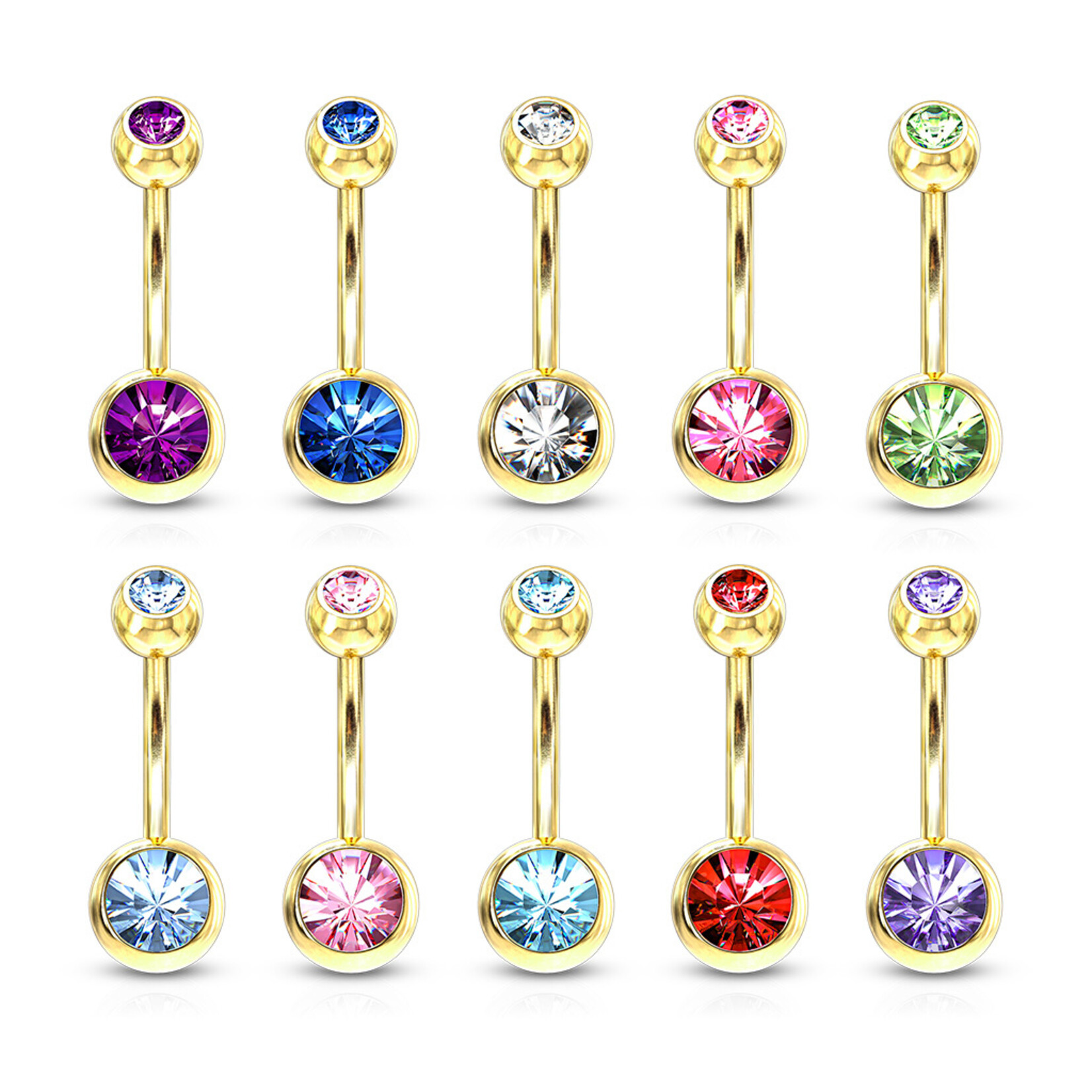 Hollywood Body Jewelry Gold & Crystal Navel Ring