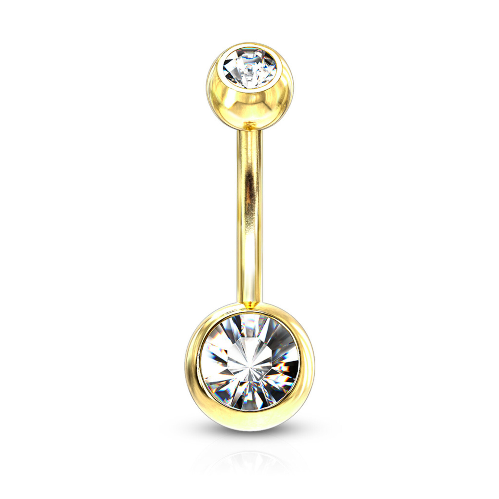 Hollywood Body Jewelry Gold & Crystal Navel Ring