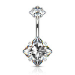 Hollywood Body Jewelry Square Crystal Navel Ring