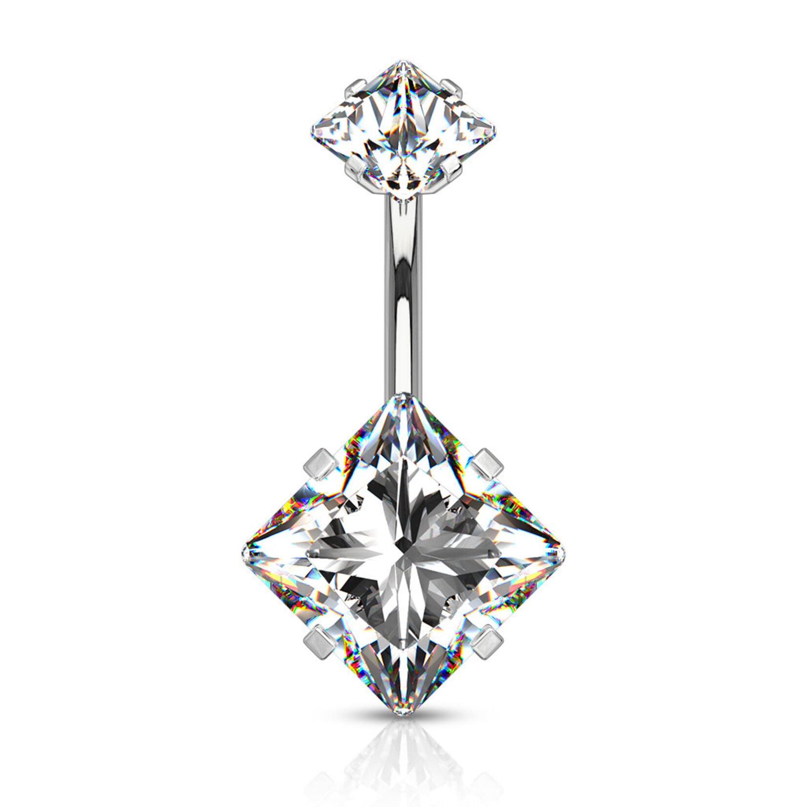 Hollywood Body Jewelry NS014 Square CZ BBB