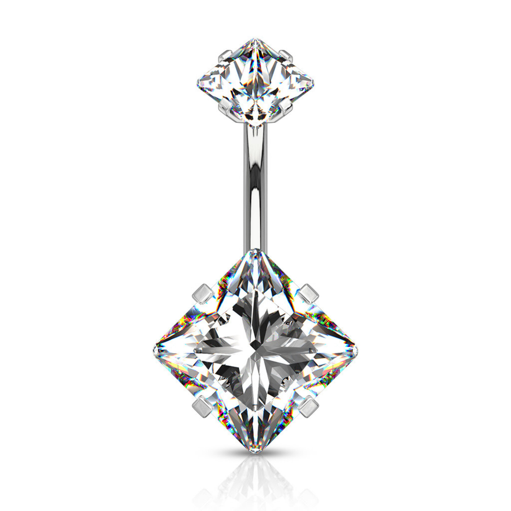 Hollywood Body Jewelry  Square Crystal Navel Ring
