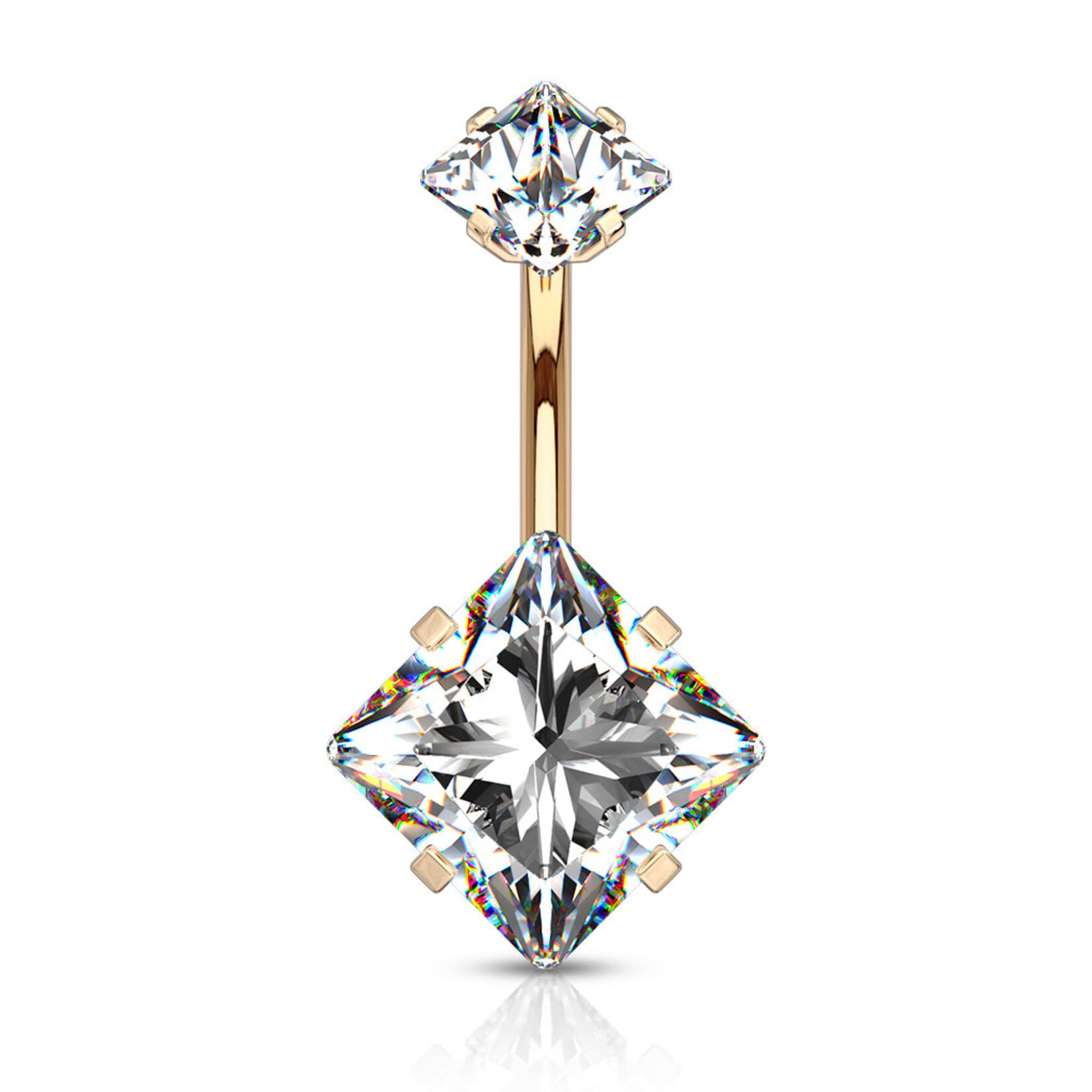 Hollywood Body Jewelry NS014 Square CZ BBB