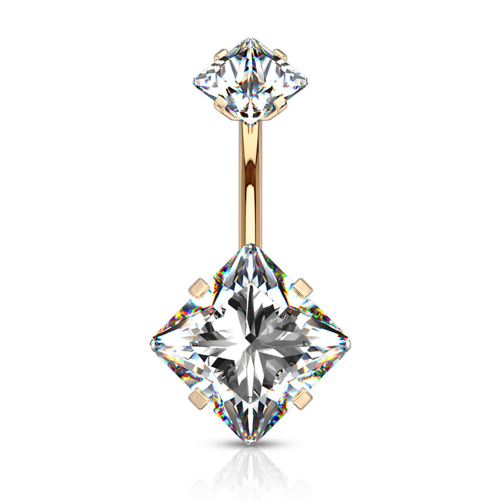 Hollywood Body Jewelry  Square Crystal Navel Ring