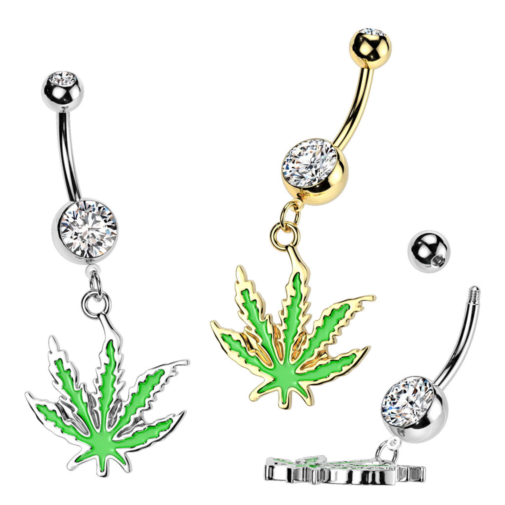 Hollywood Body Jewelry Pot Leaf Dangle