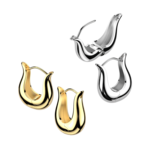 Hollywood Body Jewelry Wide Tulip Hinged Hoop Earrings